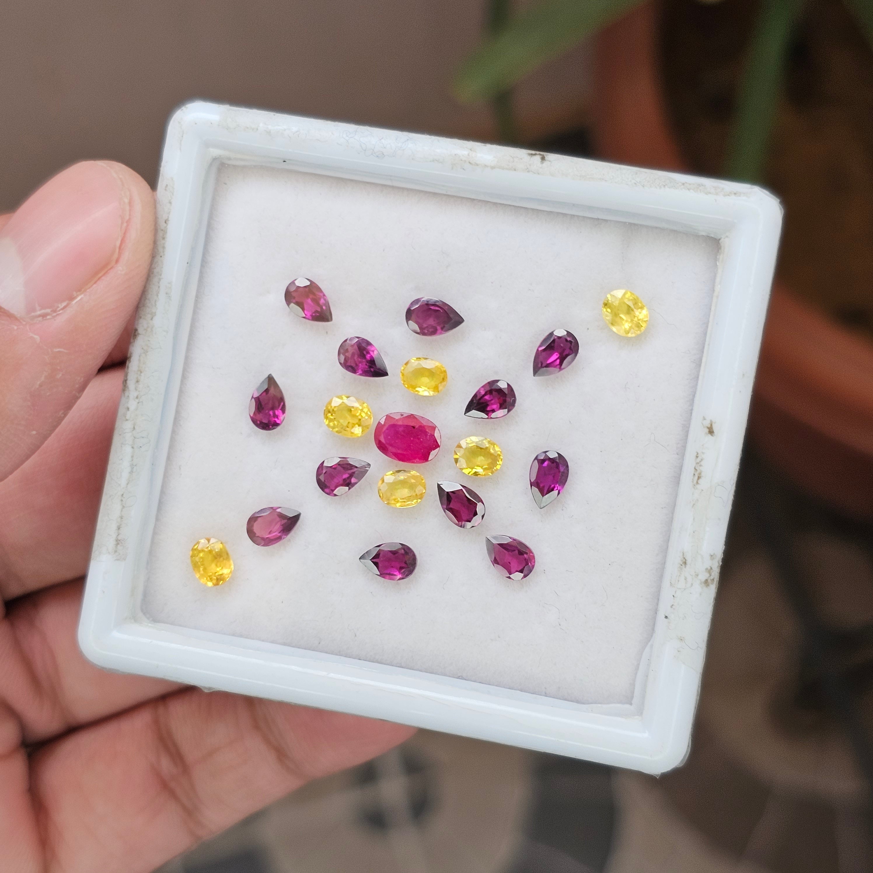 18 Pieces Natural  Rhodolite Garnet, Sapphire & Ruby  Faceted: Shape: Mix| Size:5-7mm - The LabradoriteKing