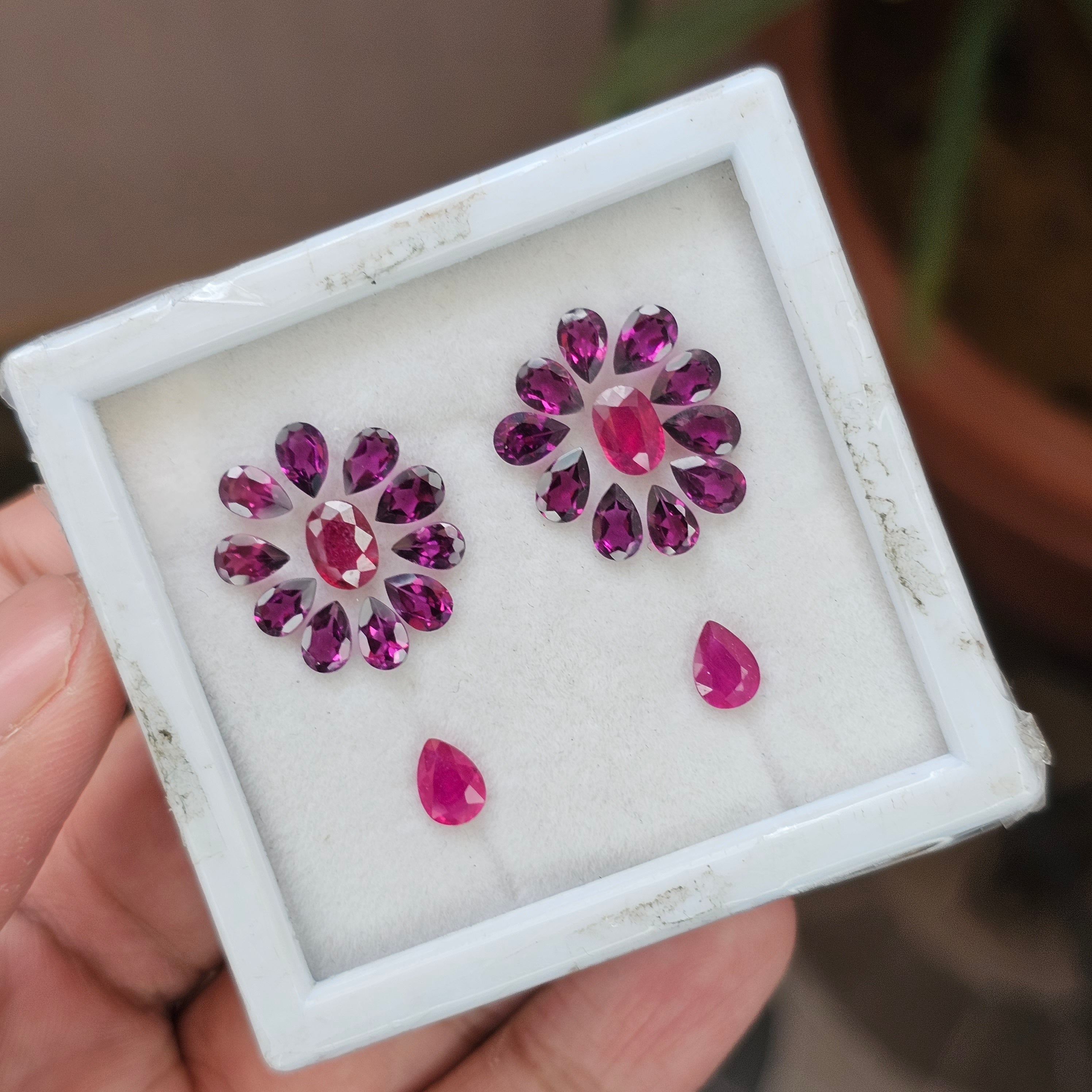 13 Pieces Natural  Rhodolite Garnet & Ruby  Faceted: Shape: Mix| Size:6-7mm - The LabradoriteKing