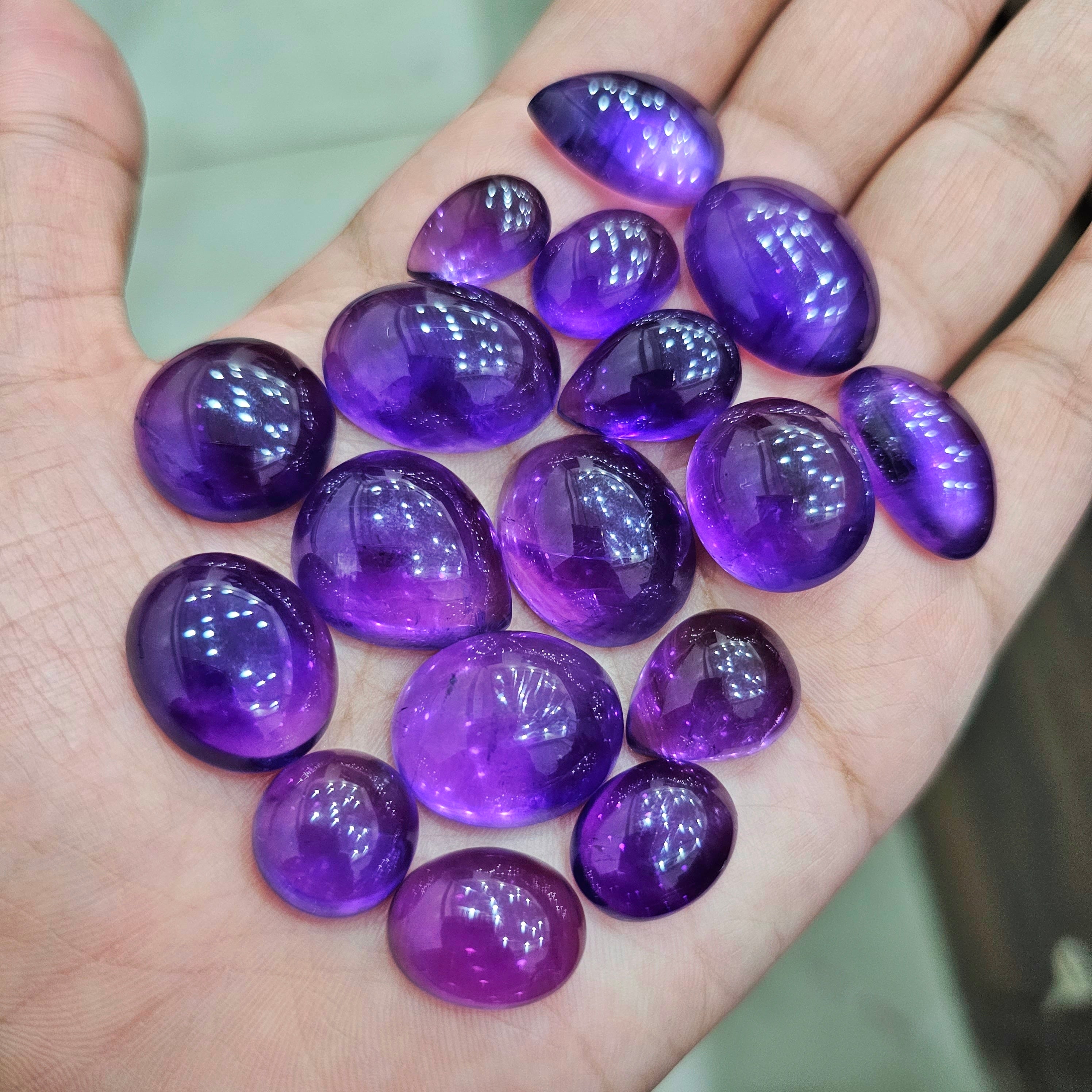 12 Pcs Amethyst Cabochon | AAA Colour | 12-18mm sizes - The LabradoriteKing