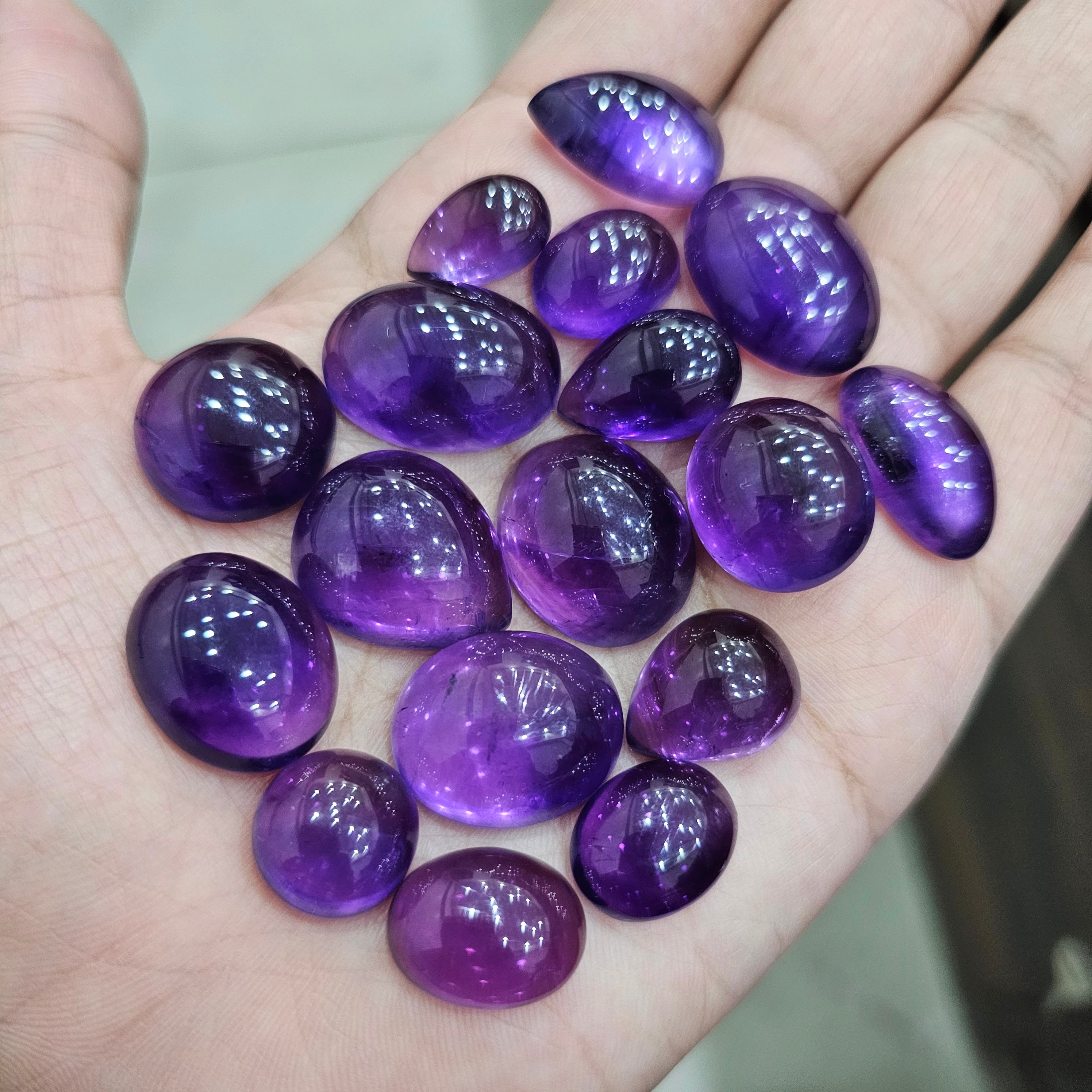 12 Pcs Amethyst Cabochon | AAA Colour | 12-18mm sizes - The LabradoriteKing