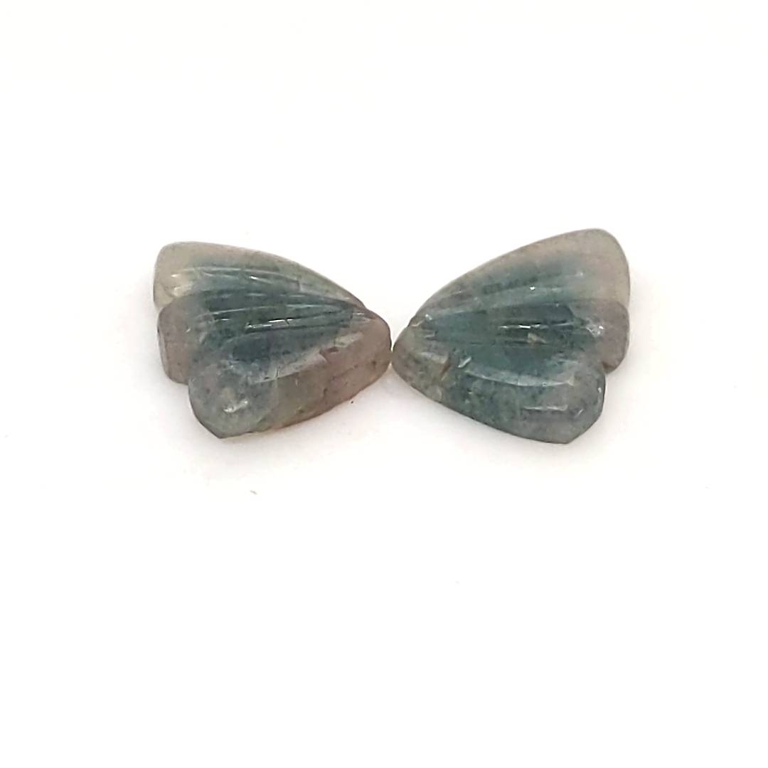 Natural Watermelon Tourmaline Butterfly Carved Pair | Size:10x7mm - The LabradoriteKing