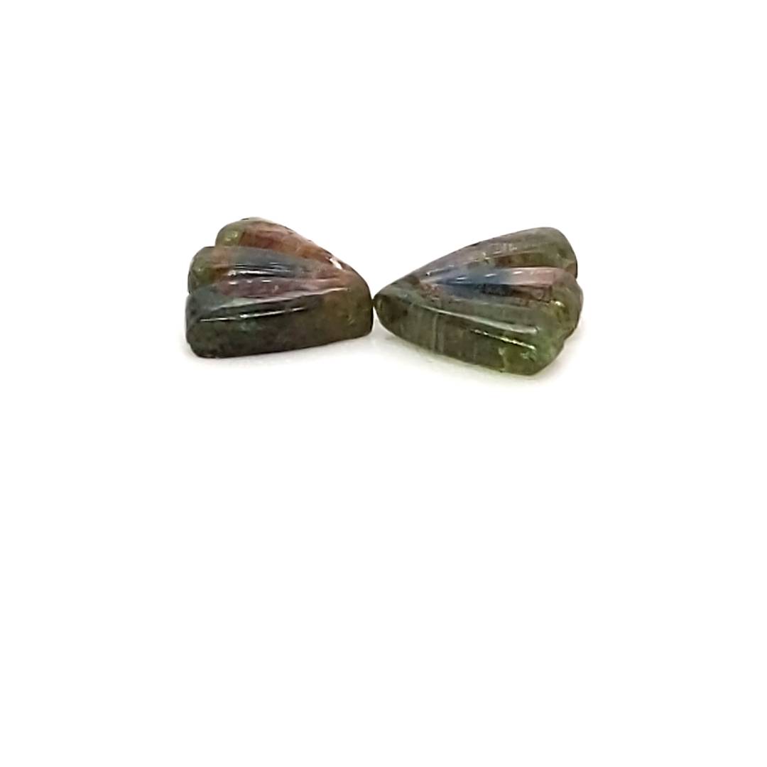 Natural Watermelon Tourmaline Butterfly Carved Pair | Size:9x8mm - The LabradoriteKing