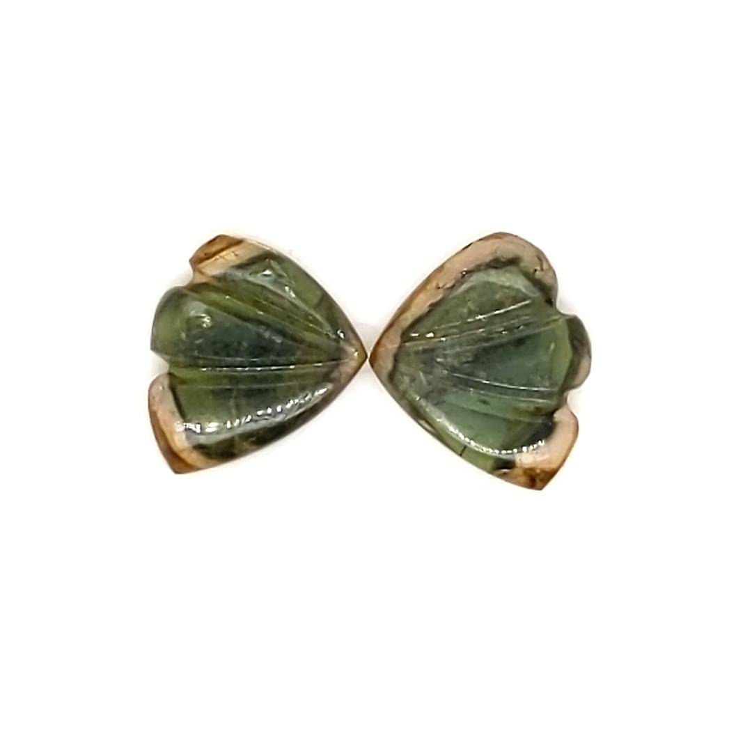 Natural Watermelon Tourmaline Butterfly Carved Pair | Size:9x8mm - The LabradoriteKing