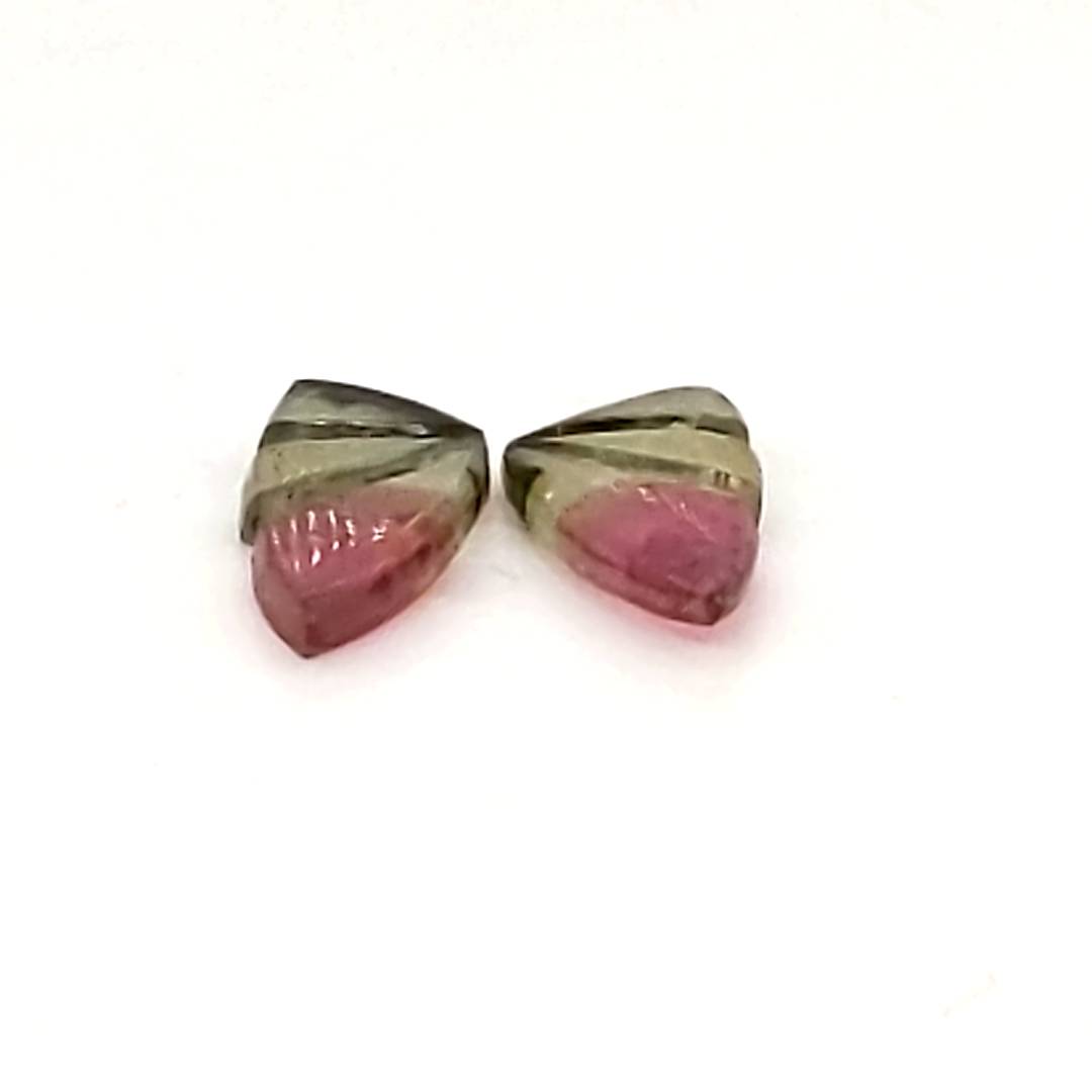 Natural Watermelon Tourmaline Butterfly Carved Pair | Size:11x5mm - The LabradoriteKing