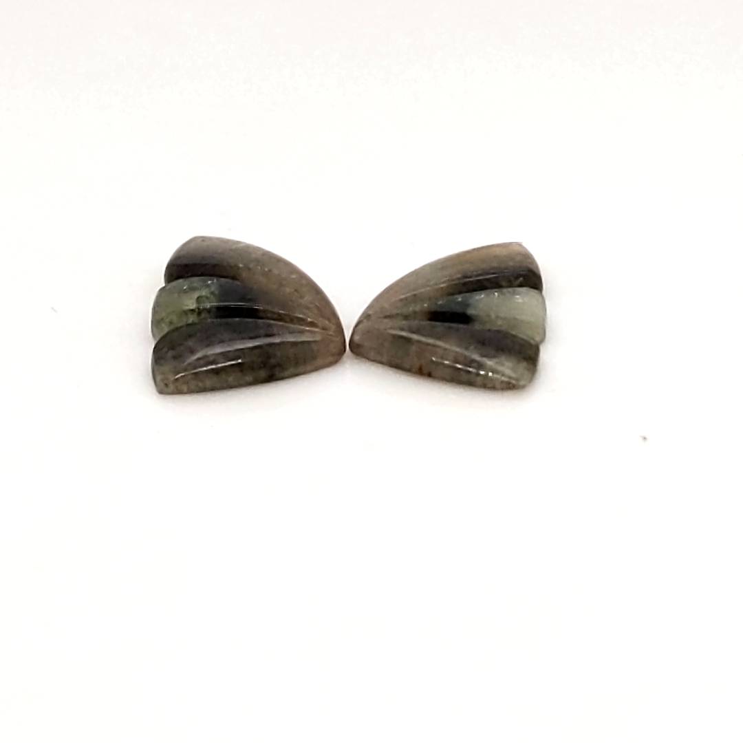 Natural Watermelon Tourmaline Butterfly Carved Pair | Size:14x9mm - The LabradoriteKing