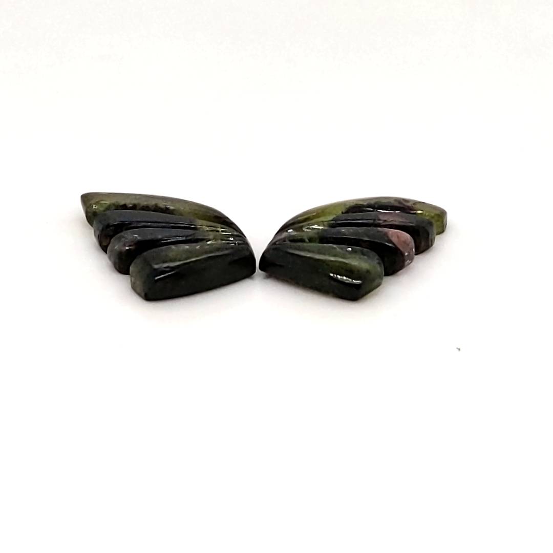 Natural Watermelon Tourmaline Butterfly Carved Pair | Size:14x9mm - The LabradoriteKing