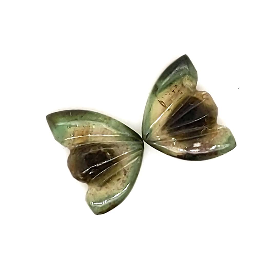 Natural Watermelon Tourmaline Butterfly Carved Pair | Size:10x8mm - The LabradoriteKing