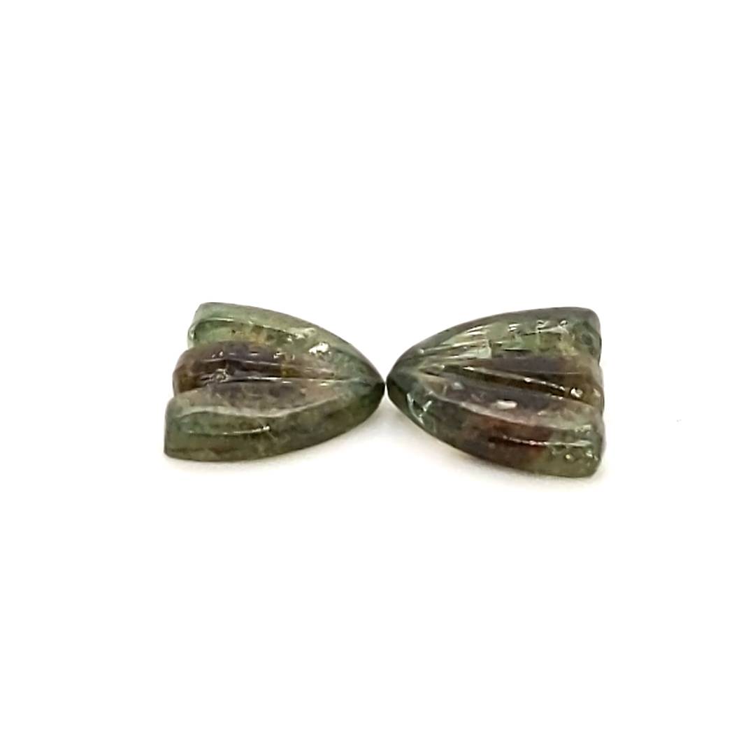 Natural Watermelon Tourmaline Butterfly Carved Pair | Size:10x8mm - The LabradoriteKing