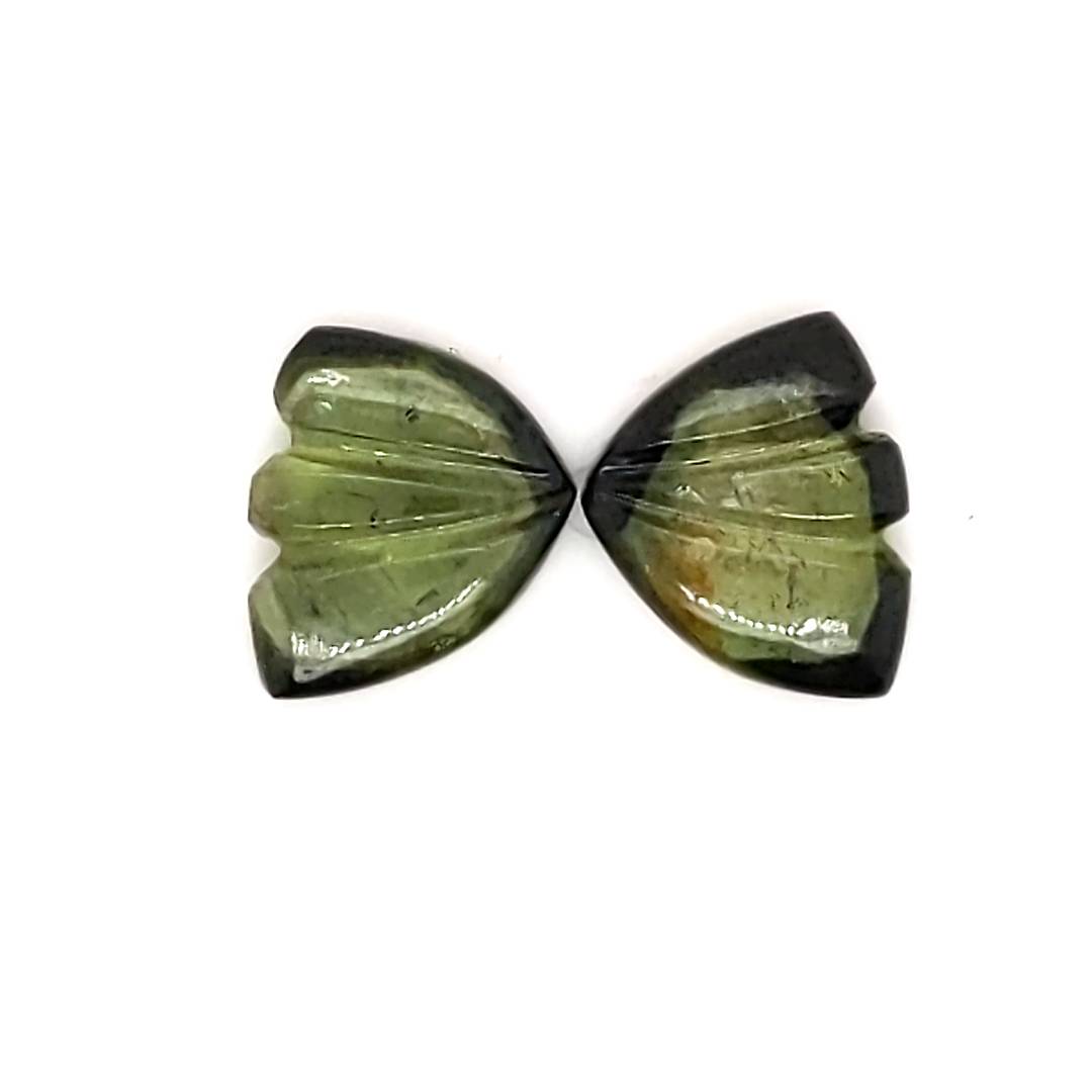 Natural Watermelon Tourmaline Butterfly Carved Pair | Size:10x8mm - The LabradoriteKing