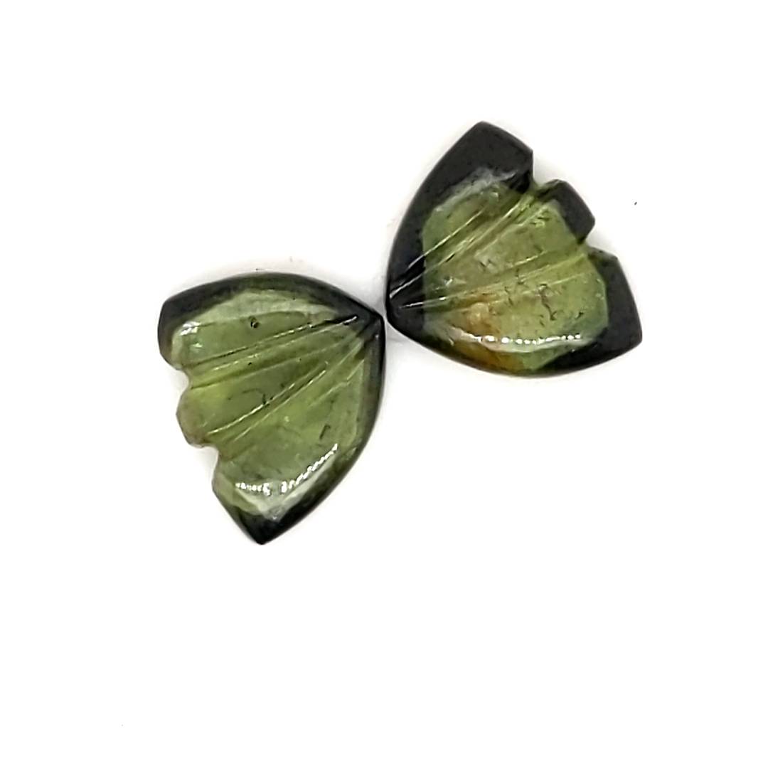 Natural Watermelon Tourmaline Butterfly Carved Pair | Size:10x8mm - The LabradoriteKing