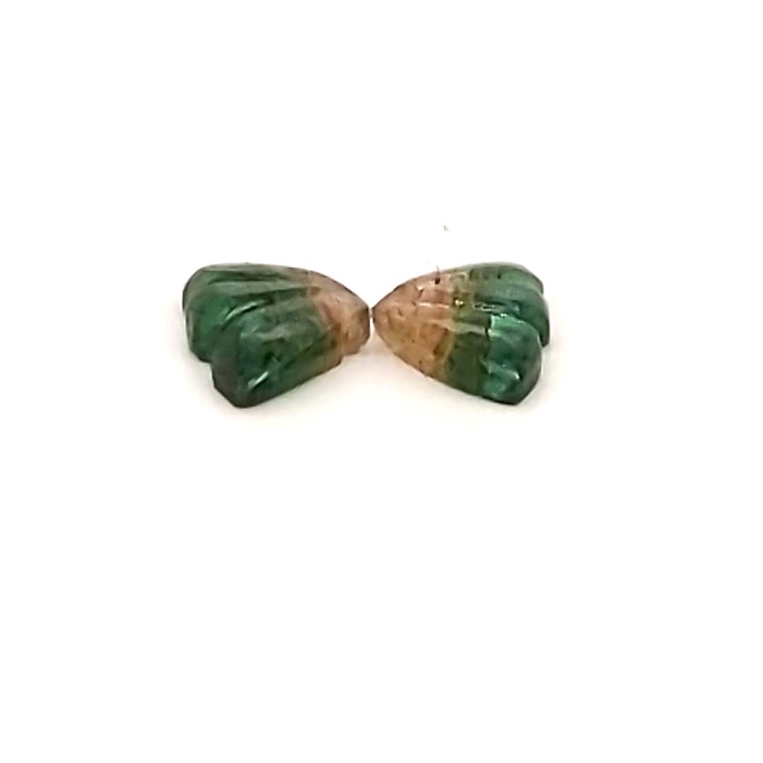 Natural Watermelon Tourmaline Butterfly Carved Pair | Size:9x6mm - The LabradoriteKing