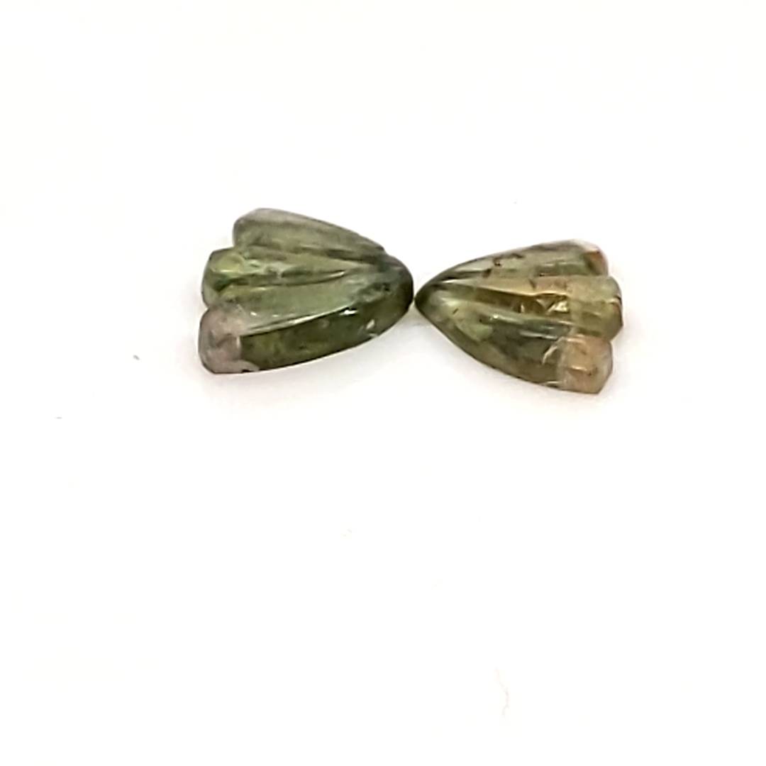 Natural Watermelon Tourmaline Butterfly Carved Pair | Size:11x7mm - The LabradoriteKing