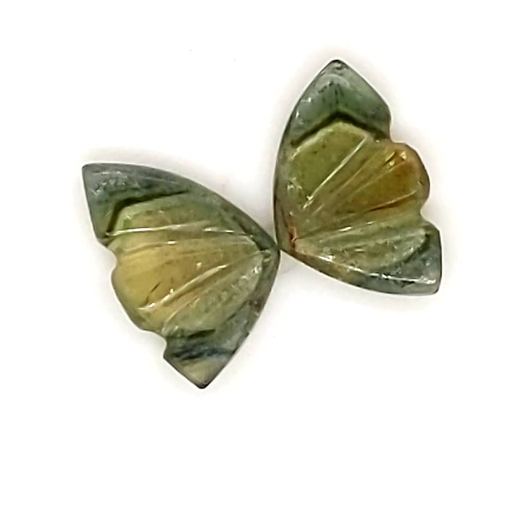 Natural Watermelon Tourmaline Butterfly Carved Pair | Size:10x7mm - The LabradoriteKing