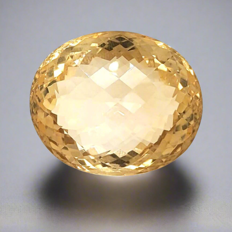 Natural Big Size Citrine Checkerboard Cut | Oval Shape | Size: 29x24mm - The LabradoriteKing