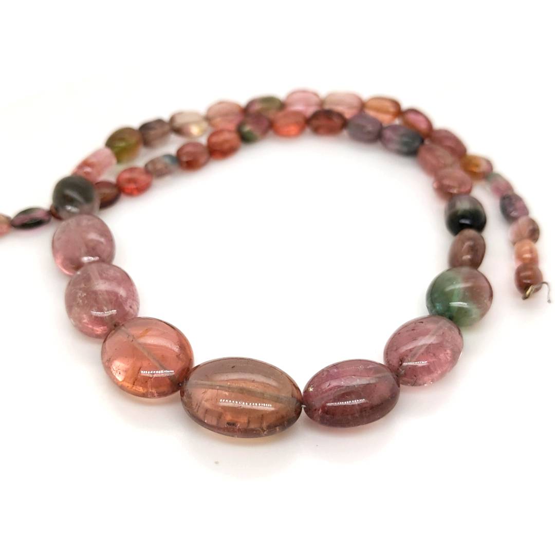 14 Inches Natural Tourmaline Beads | Oval | Beads Size:5-16mm