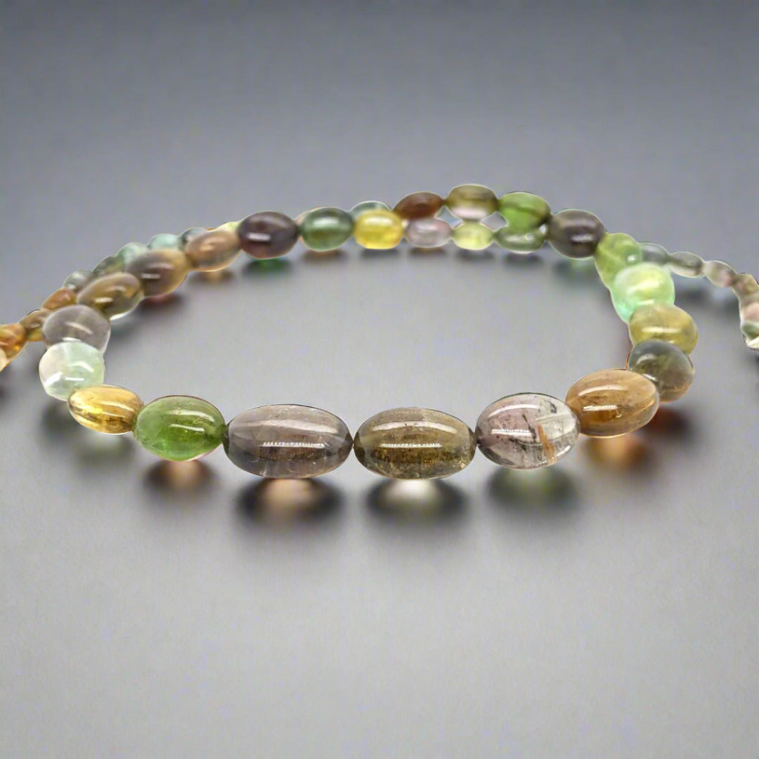 18 Inches Natural Tourmaline Beads | Oval | Beads Size:5-16mm - The LabradoriteKing