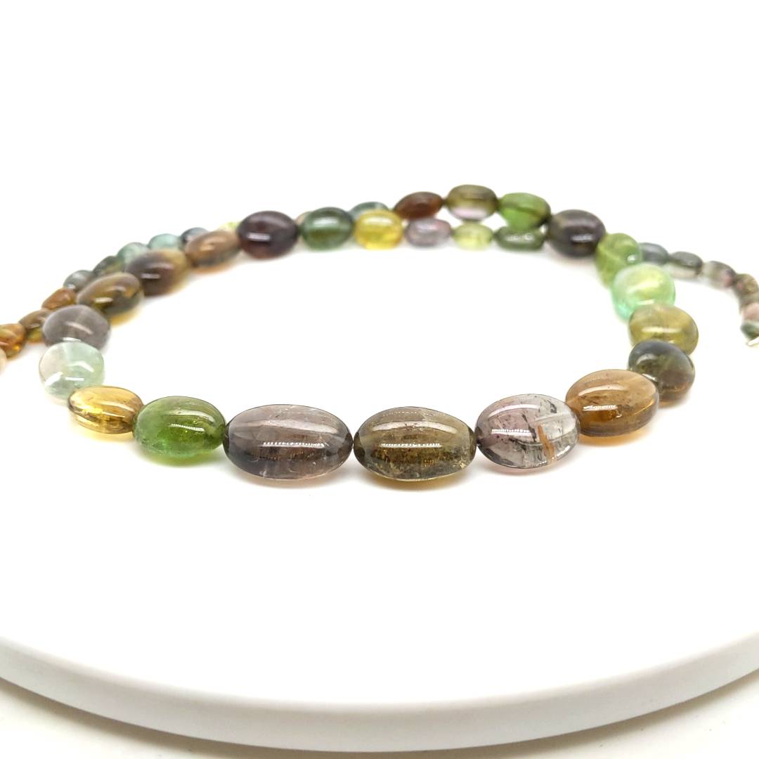 18 Inches Natural Tourmaline Beads | Oval | Beads Size:5-16mm - The LabradoriteKing