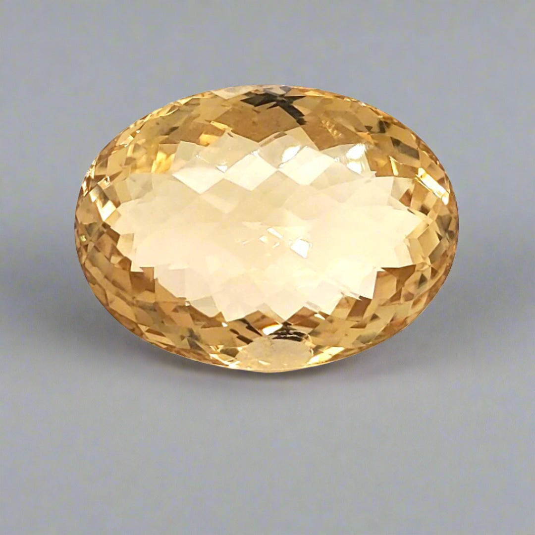 Natural Big Size Citrine Checkerboard Cut | Oval | Size: 32x24mm - The LabradoriteKing