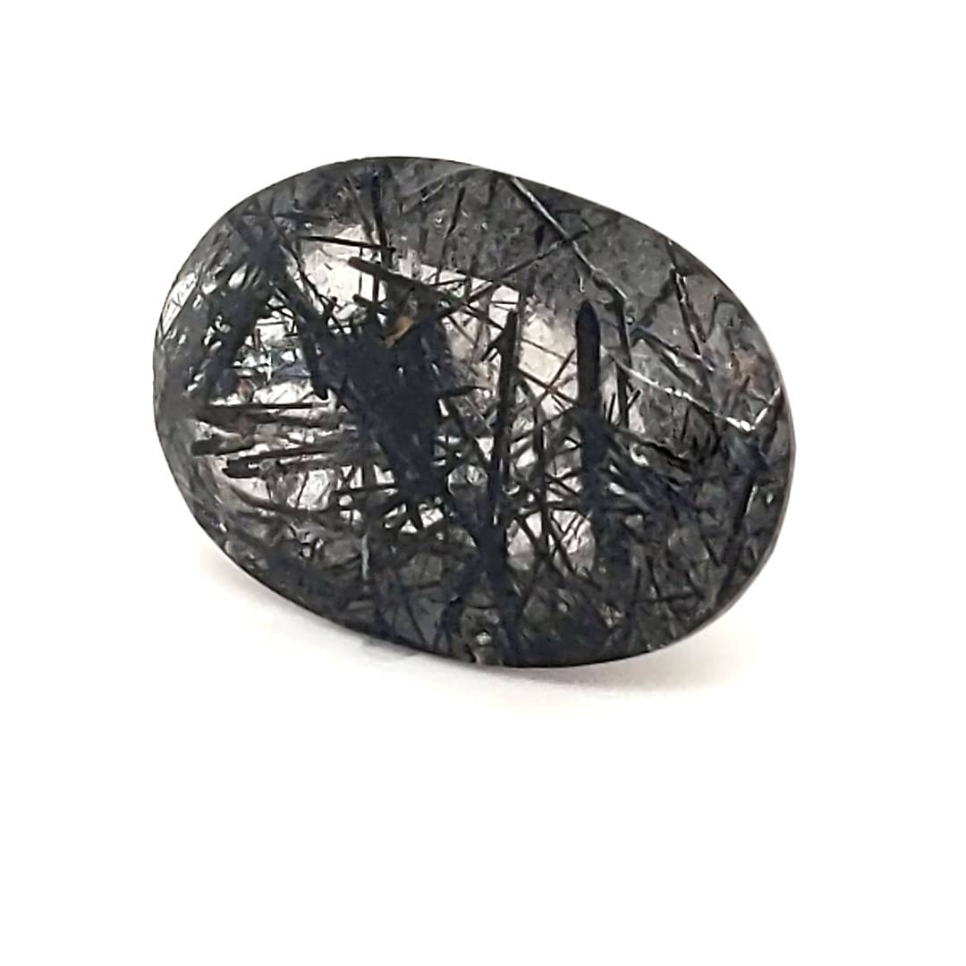 1 Pcs Of Natural Black Rutile Faceted | Oval | Size:23x15mm - The LabradoriteKing