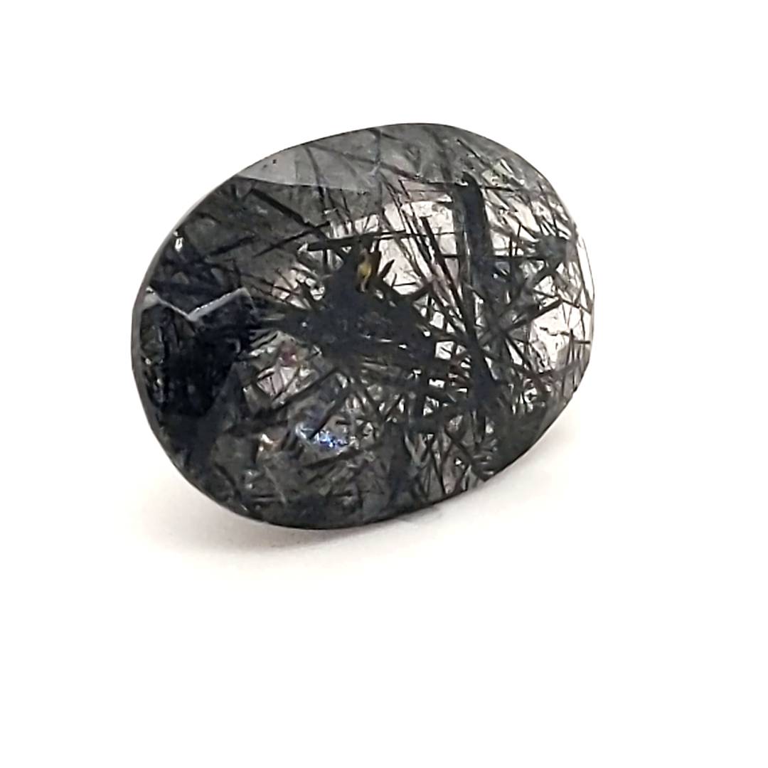 1 Pcs Of Natural Black Rutile Faceted | Oval | Size:23x15mm - The LabradoriteKing