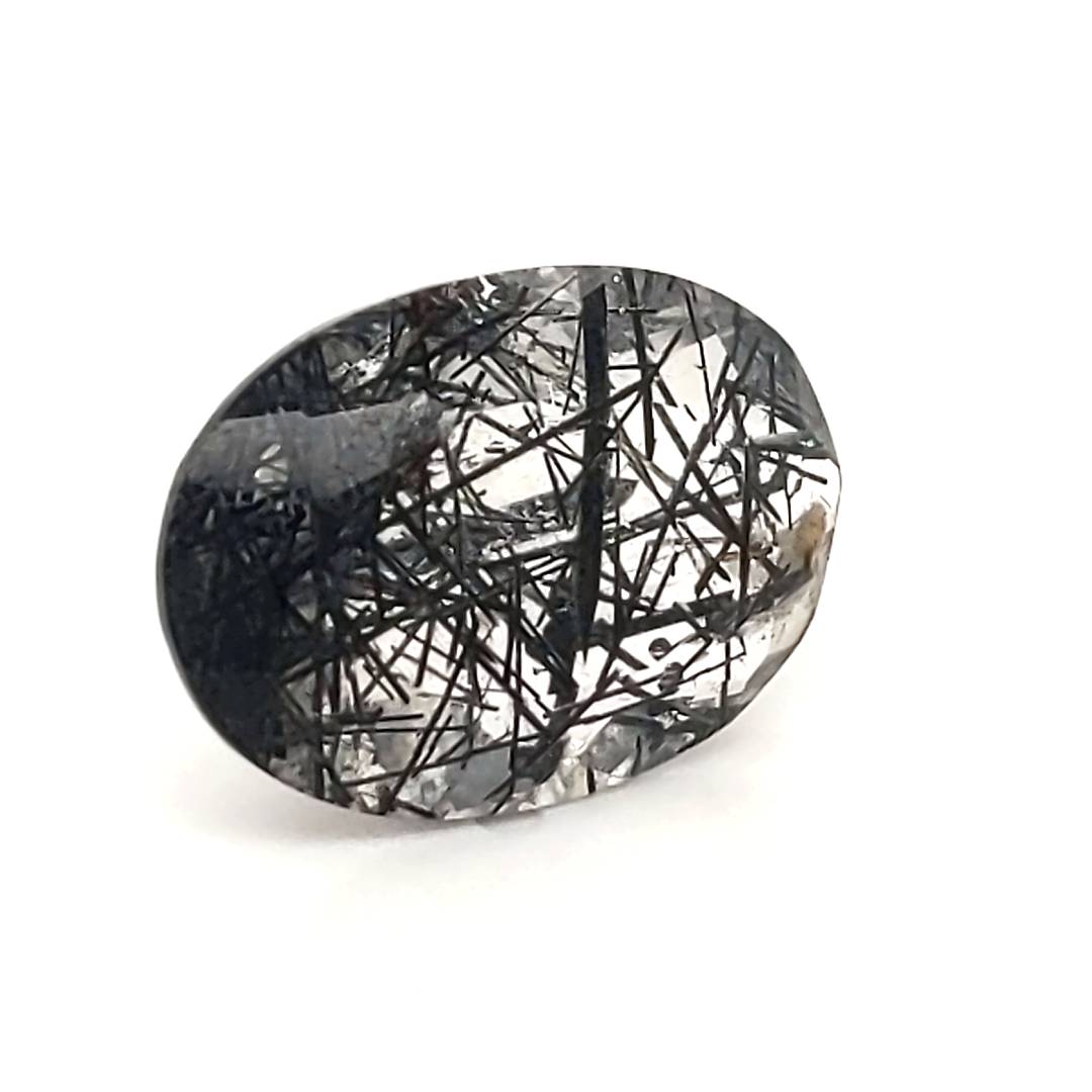 1 Pcs Of Natural Black Rutile Faceted | Oval | Size:21x15mm - The LabradoriteKing