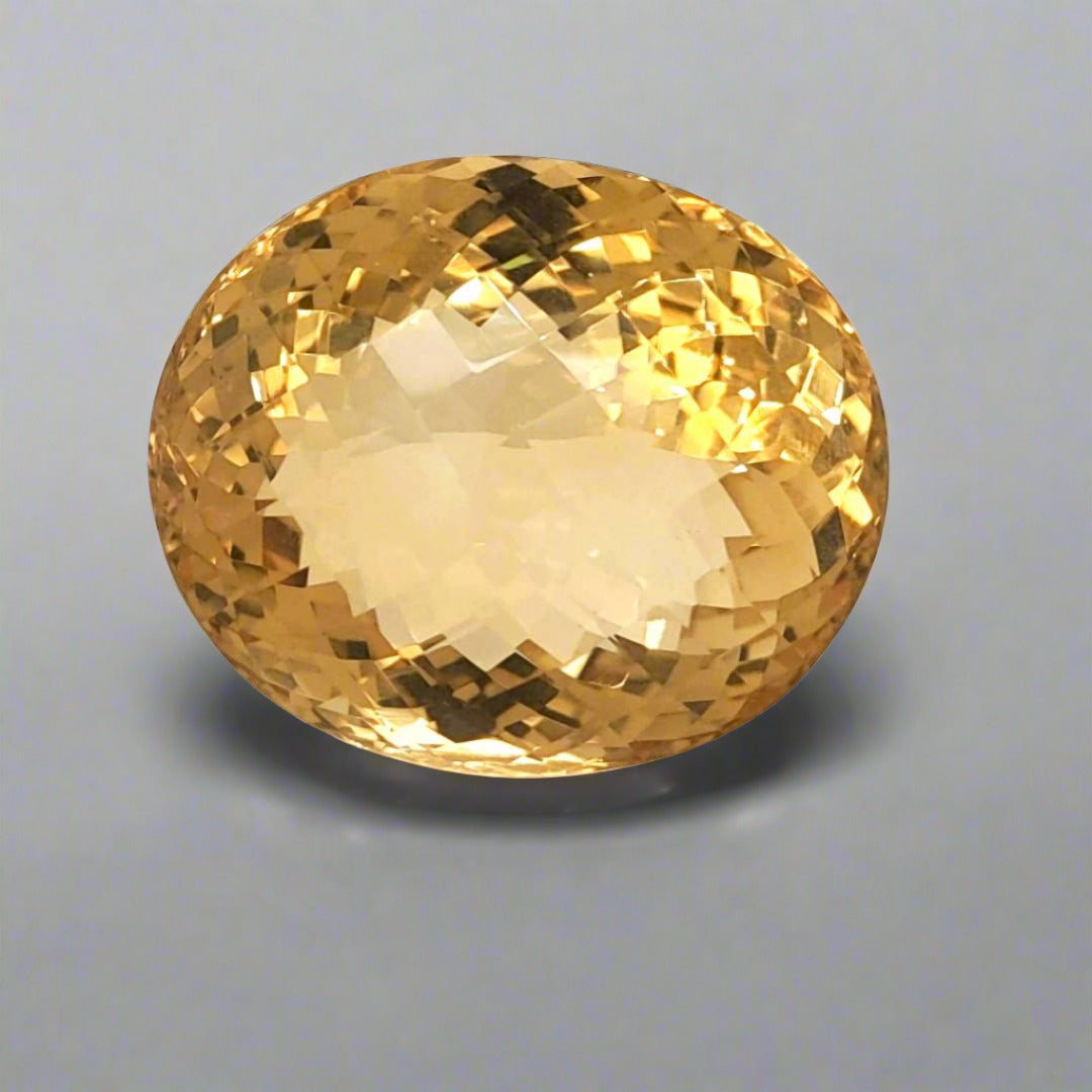 Natural Big Size Citrine Checkerboard Cut | Oval | Size: 29x24mm - The LabradoriteKing