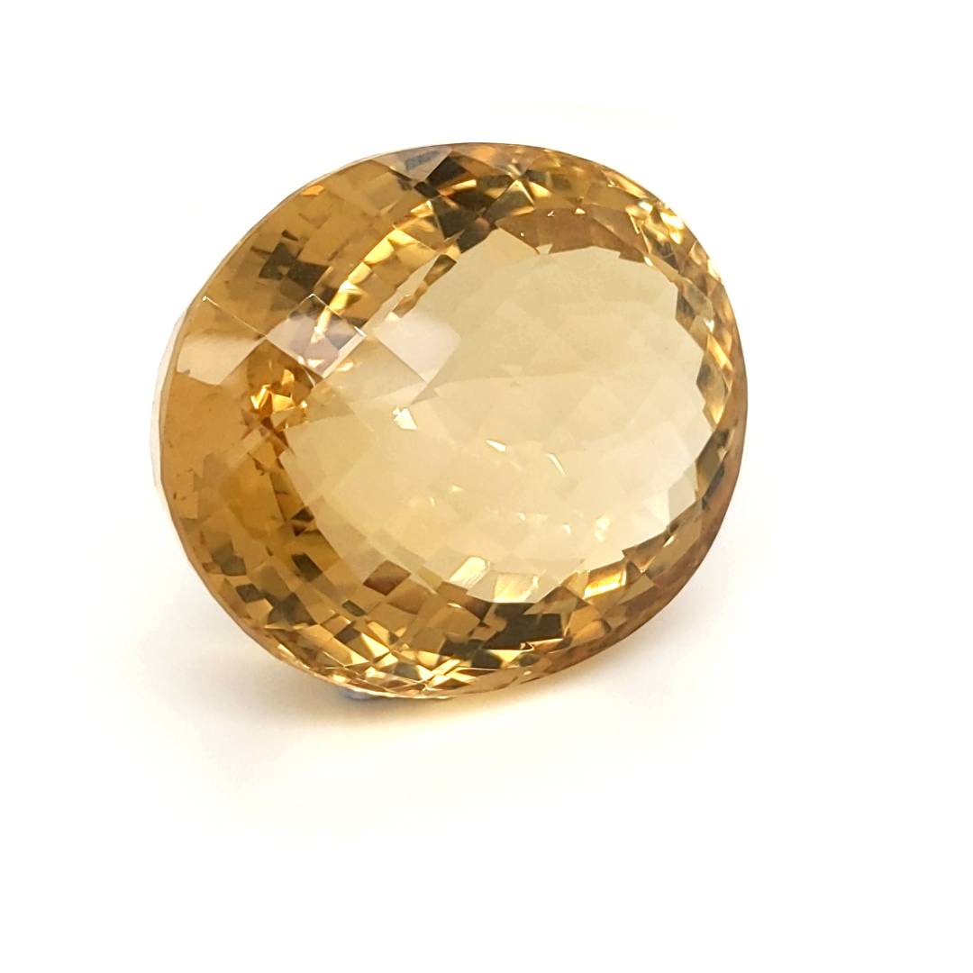 Natural Big Size Citrine Checkerboard Cut | Oval | Size: 29x24mm - The LabradoriteKing