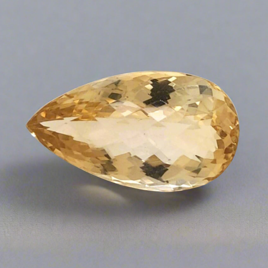 Natural Big Size Citrine Checkerboard Cut | Pear | Size: 32x17mm - The LabradoriteKing