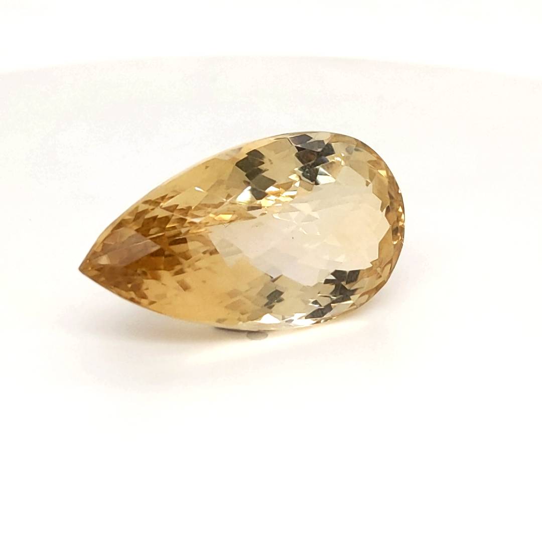 Natural Big Size Citrine Checkerboard Cut | Pear | Size: 32x17mm - The LabradoriteKing