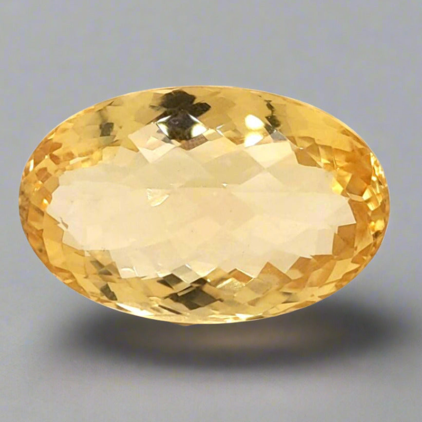 Natural Big Size Citrine Checkerboard Cut | Oval | Size: 33x21mm - The LabradoriteKing