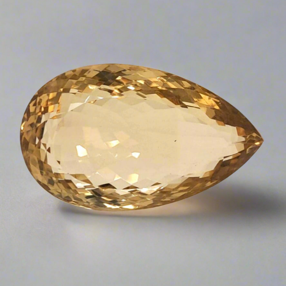 Natural Big Size Citrine Faceted  | Pear | Size: 37x23mmm - The LabradoriteKing