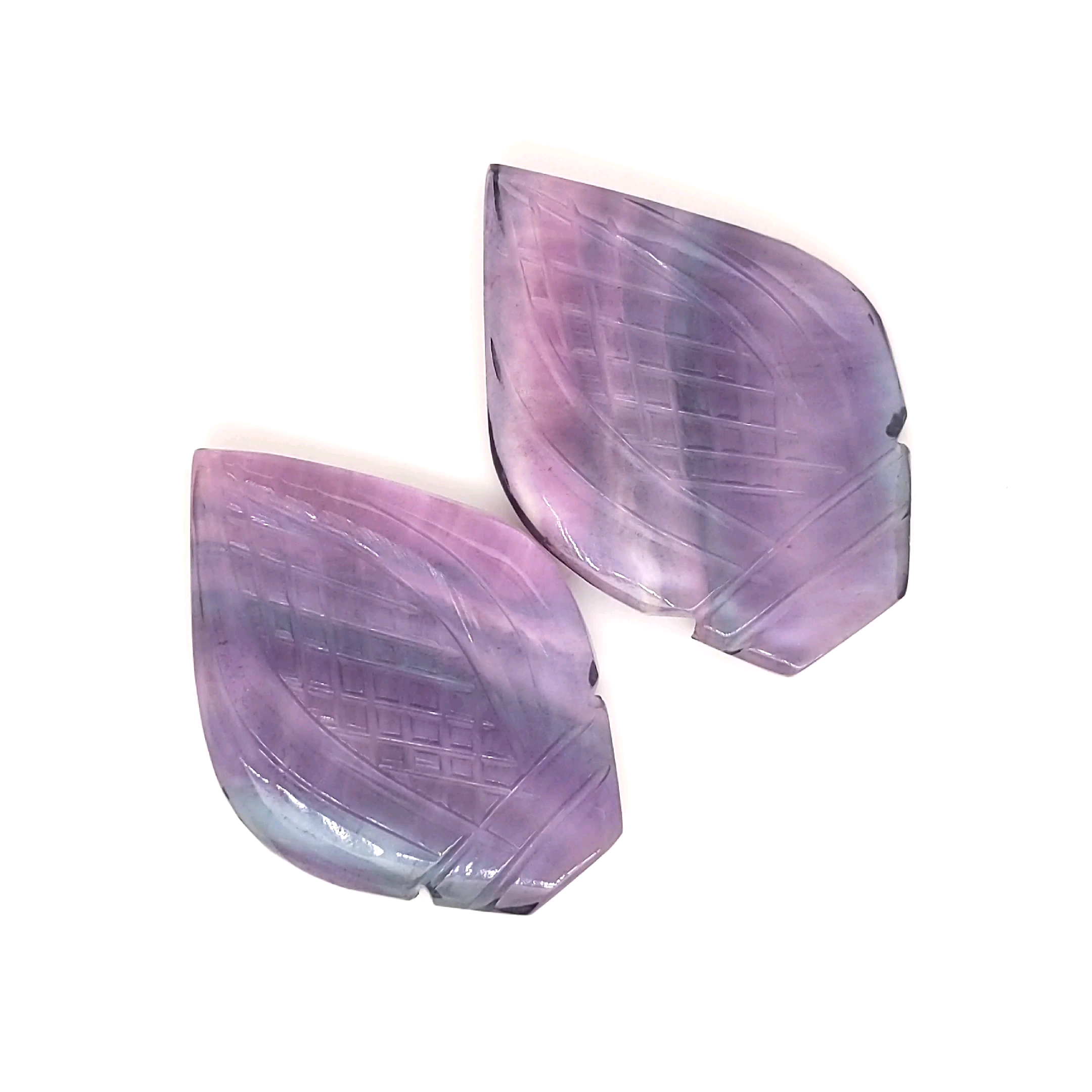 Natural Flourite Stone Pair Carved | Size: 35x16mm - The LabradoriteKing