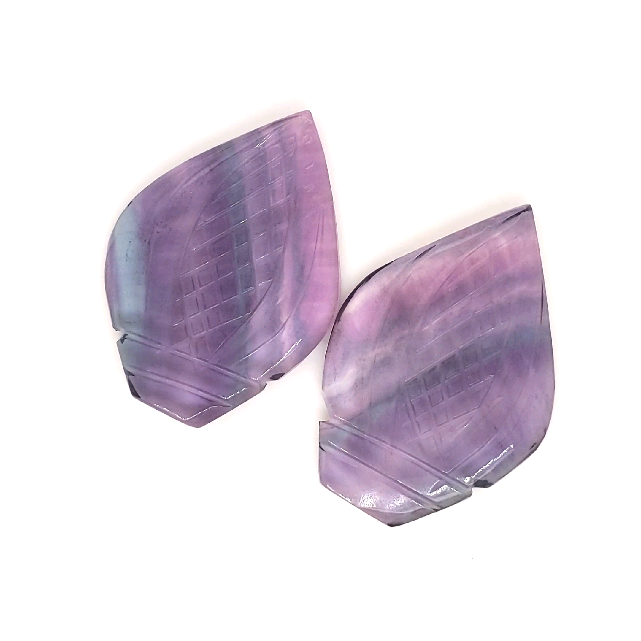 Natural Flourite Stone Pair Carved | Size: 35x16mm - The LabradoriteKing