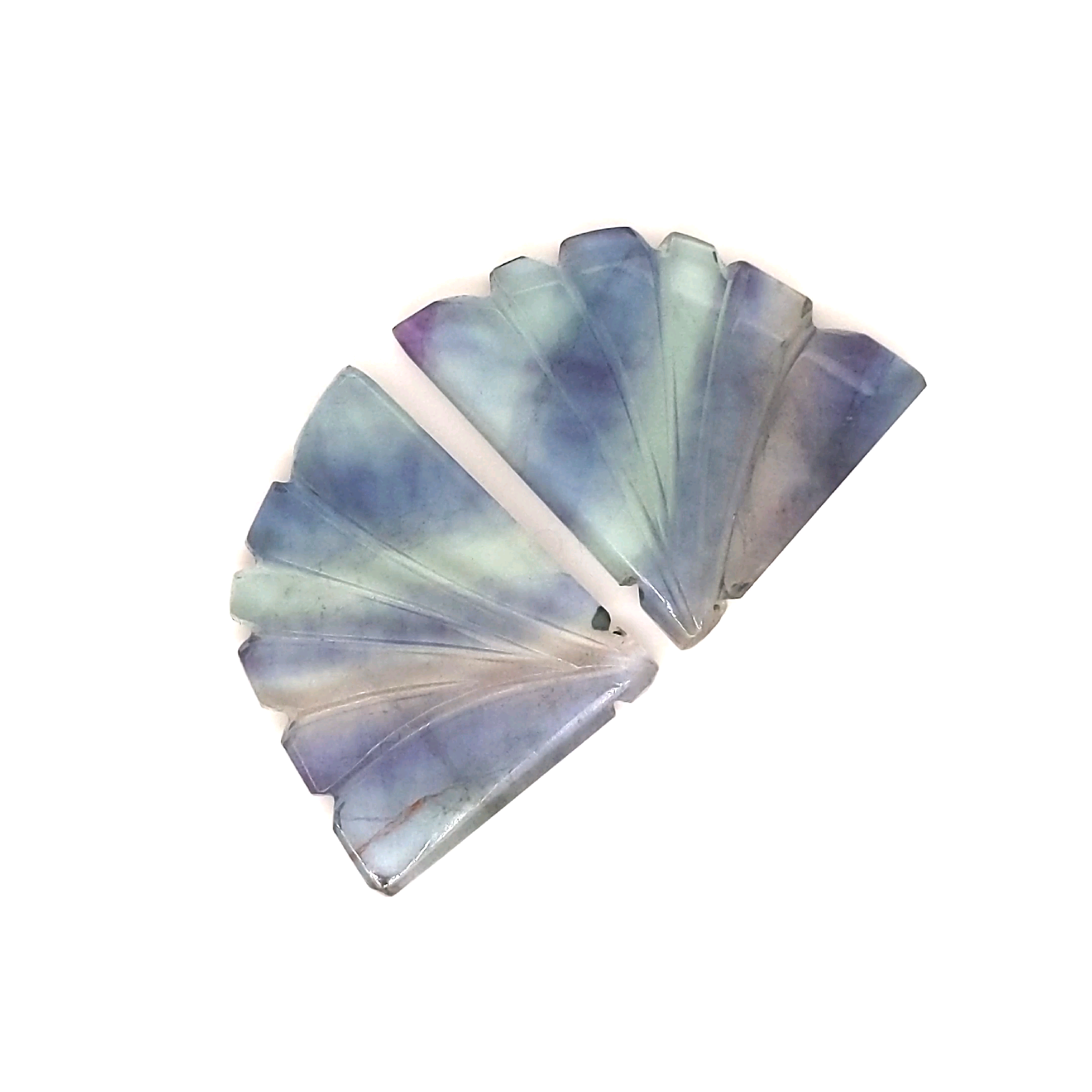 Natural Flourite Stone Pair Carved | Size: 27x22mm - The LabradoriteKing