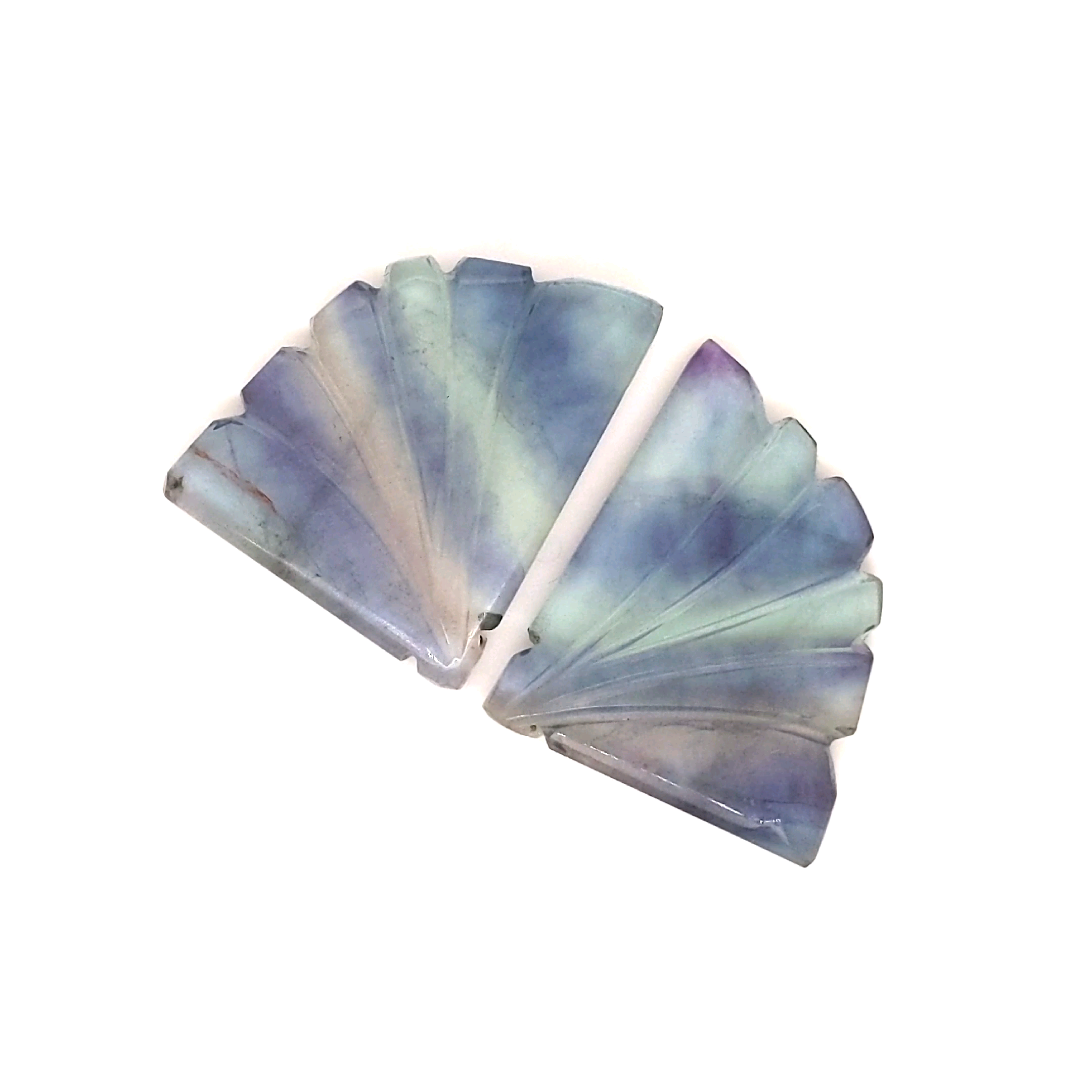 Natural Flourite Stone Pair Carved | Size: 27x22mm - The LabradoriteKing