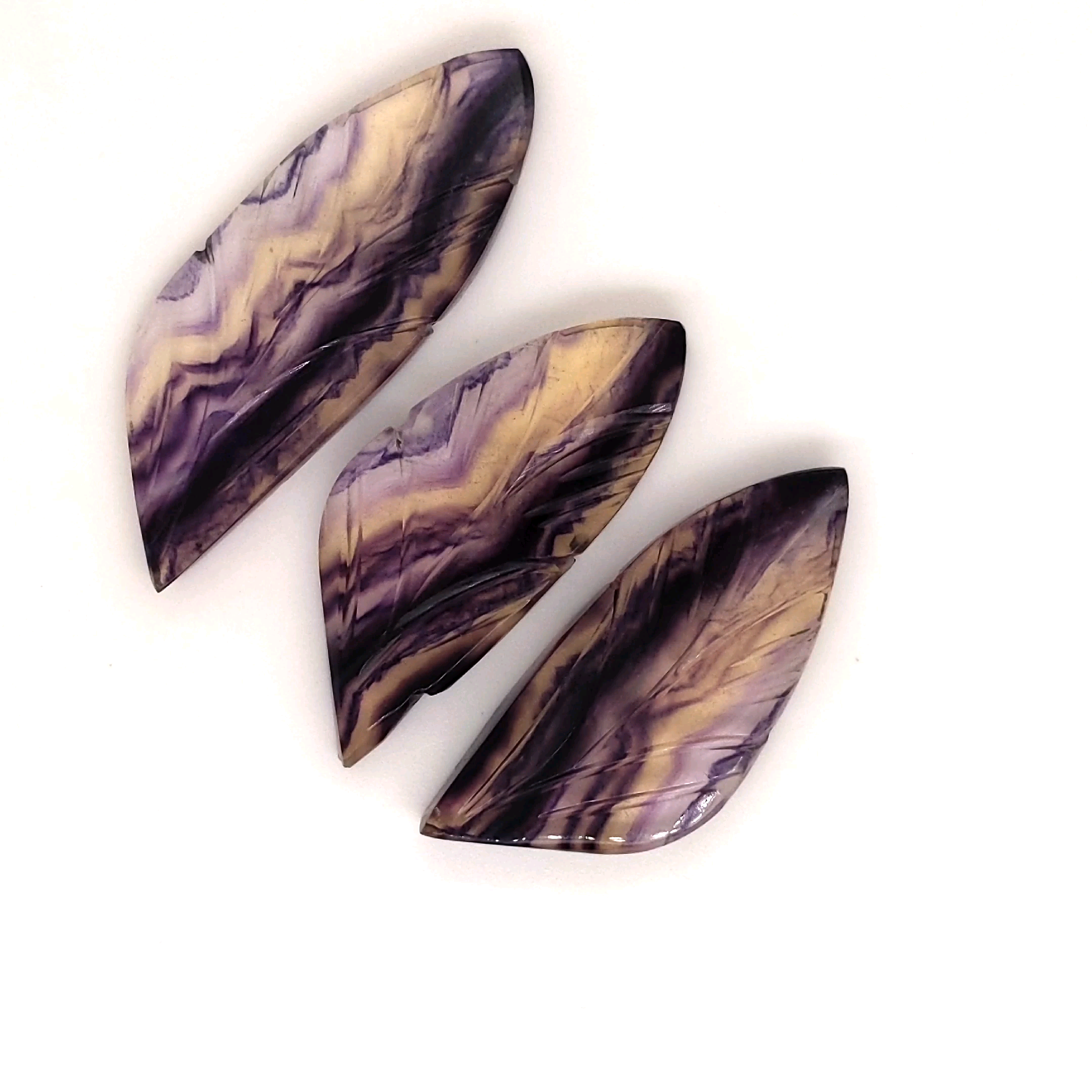 3Pcs Set Of Natural Flourite Stone Carved | Size: 39-45mm - The LabradoriteKing