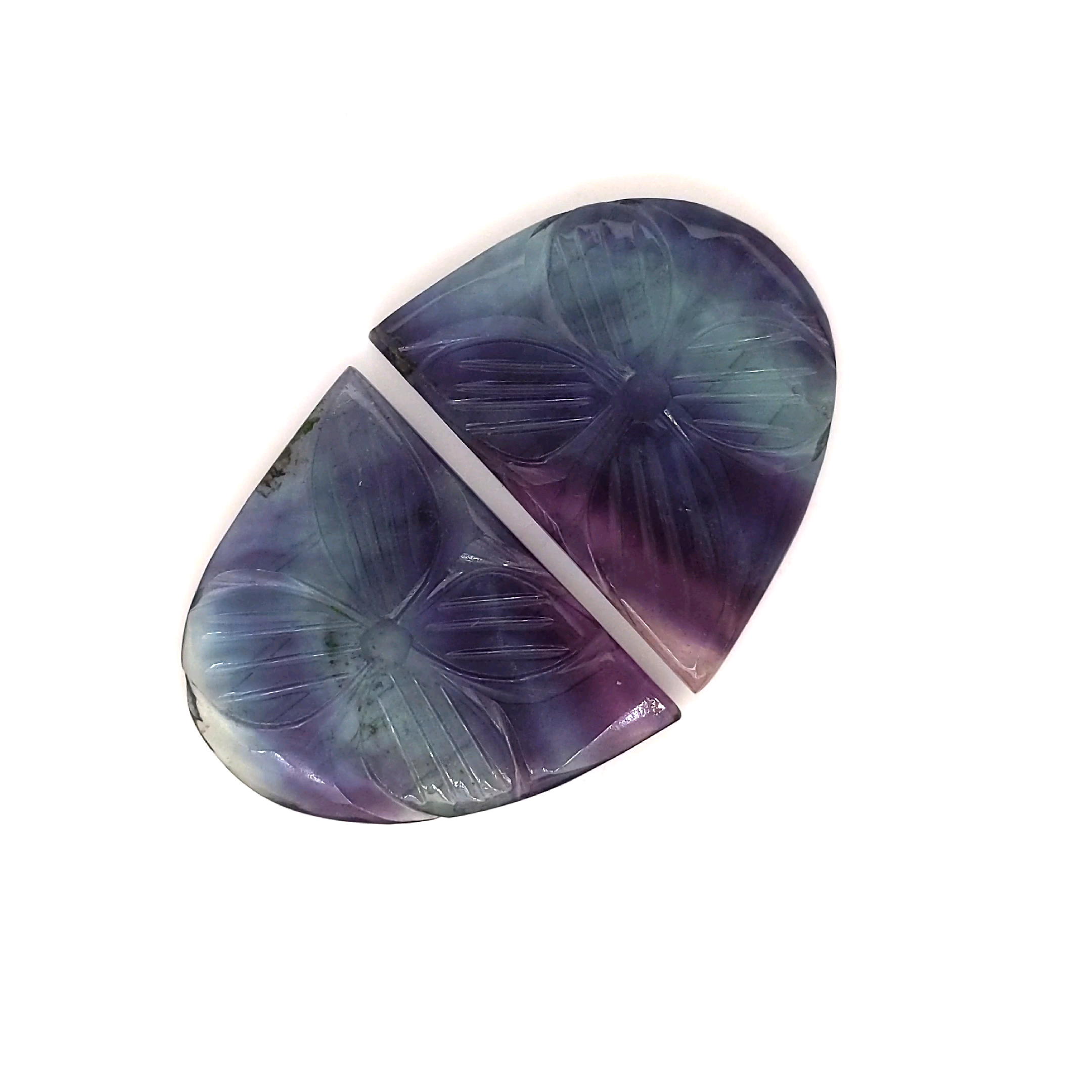 Natural Flourite Stone Pair Carved | Size: 35x26mm - The LabradoriteKing