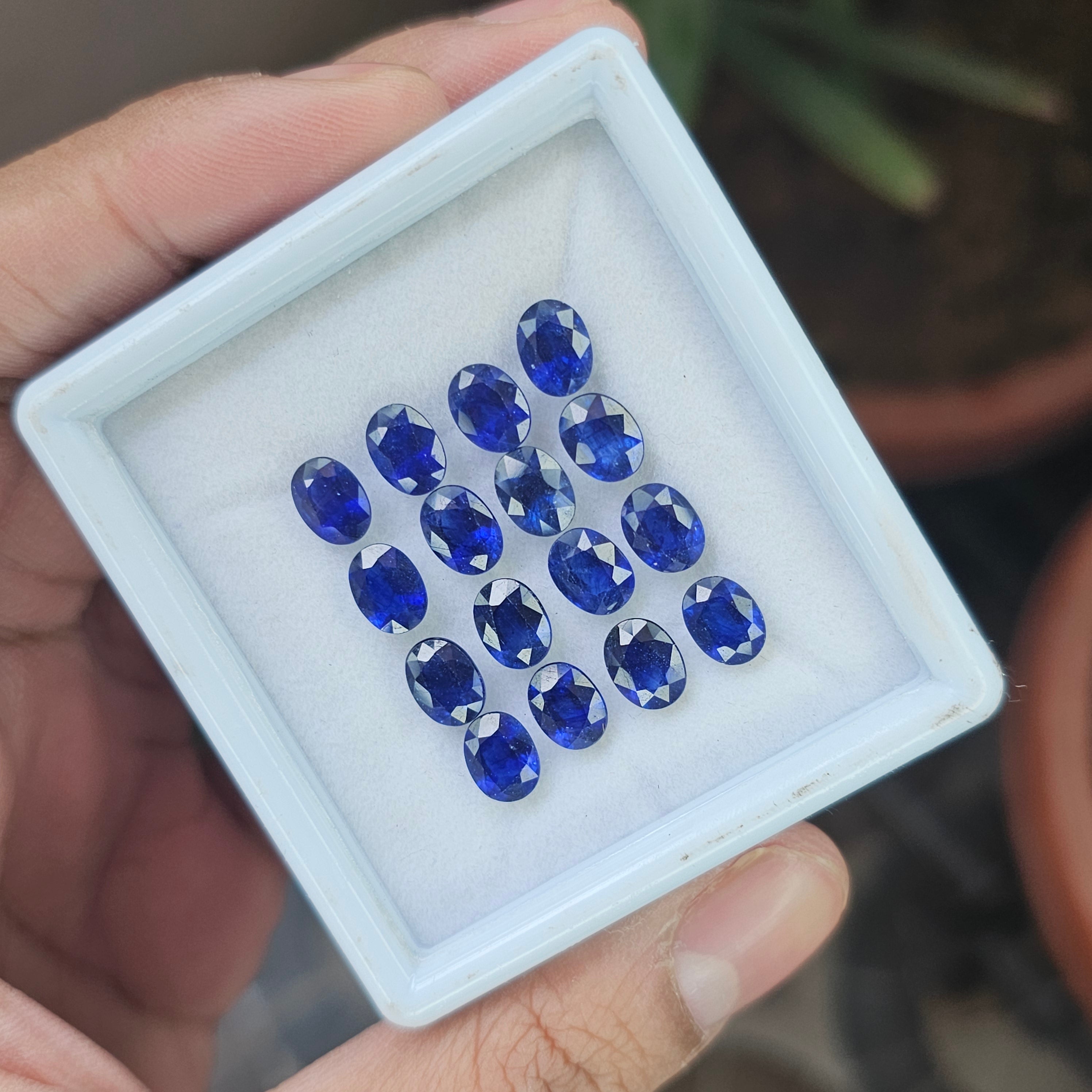 16 Pics Of Natural Blue Sapphire Faceted |Oval Shape | Size:8x6mm - The LabradoriteKing