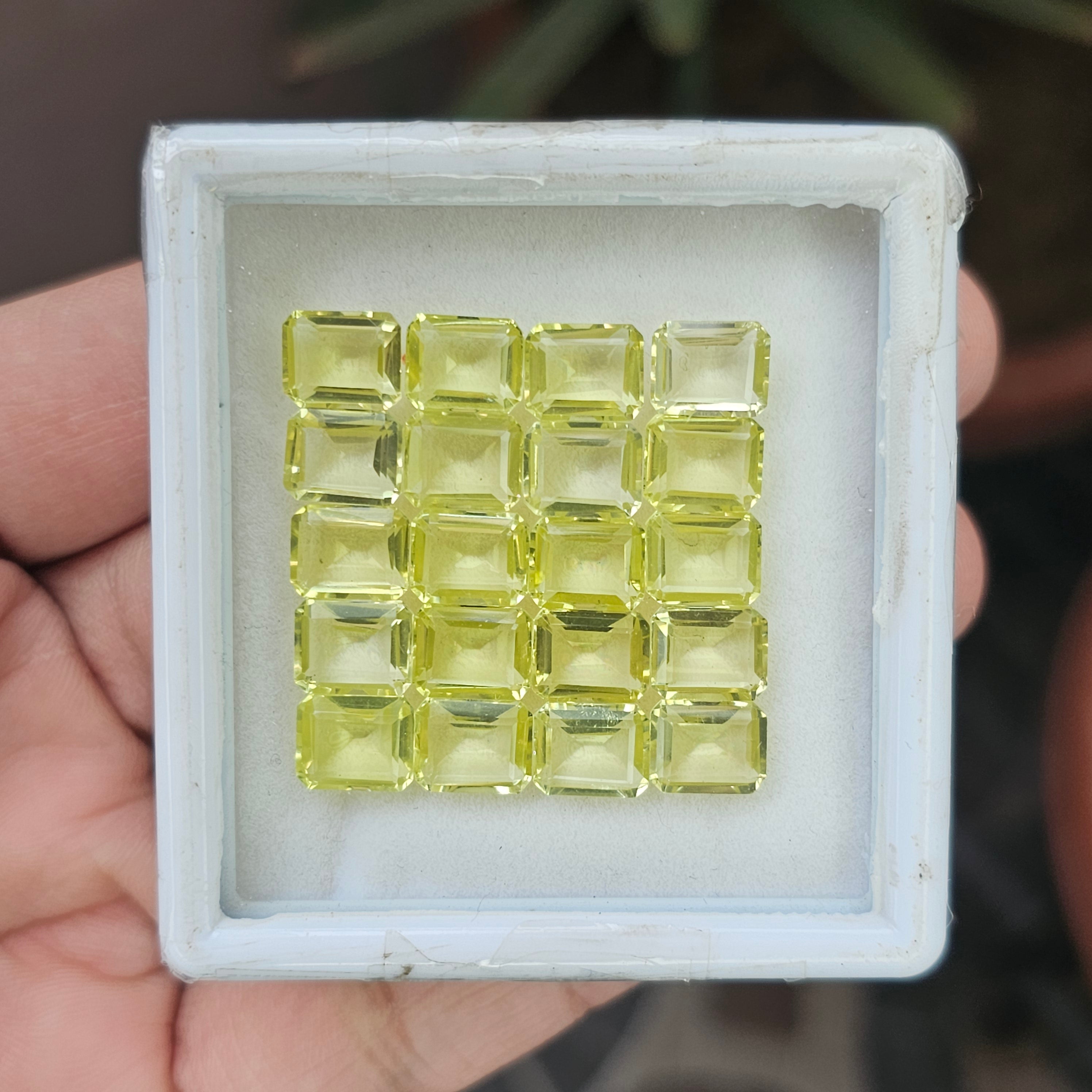 20 Pics Of Natural Lemon Quartz Faceted |Emerald Cut Shape | Size:9X7mm - The LabradoriteKing