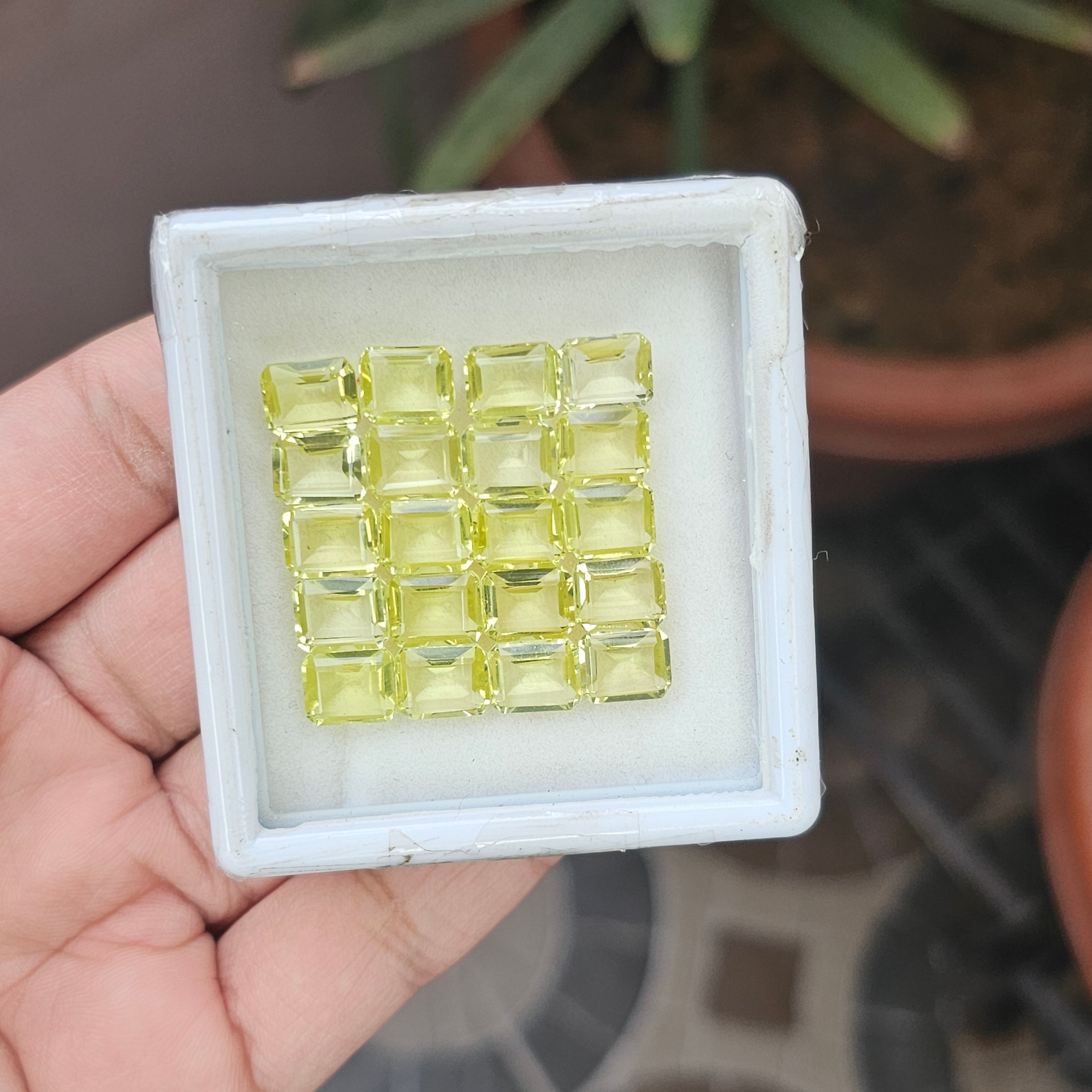 20 Pics Of Natural Lemon Quartz Faceted |Emerald Cut Shape | Size:9X7mm - The LabradoriteKing