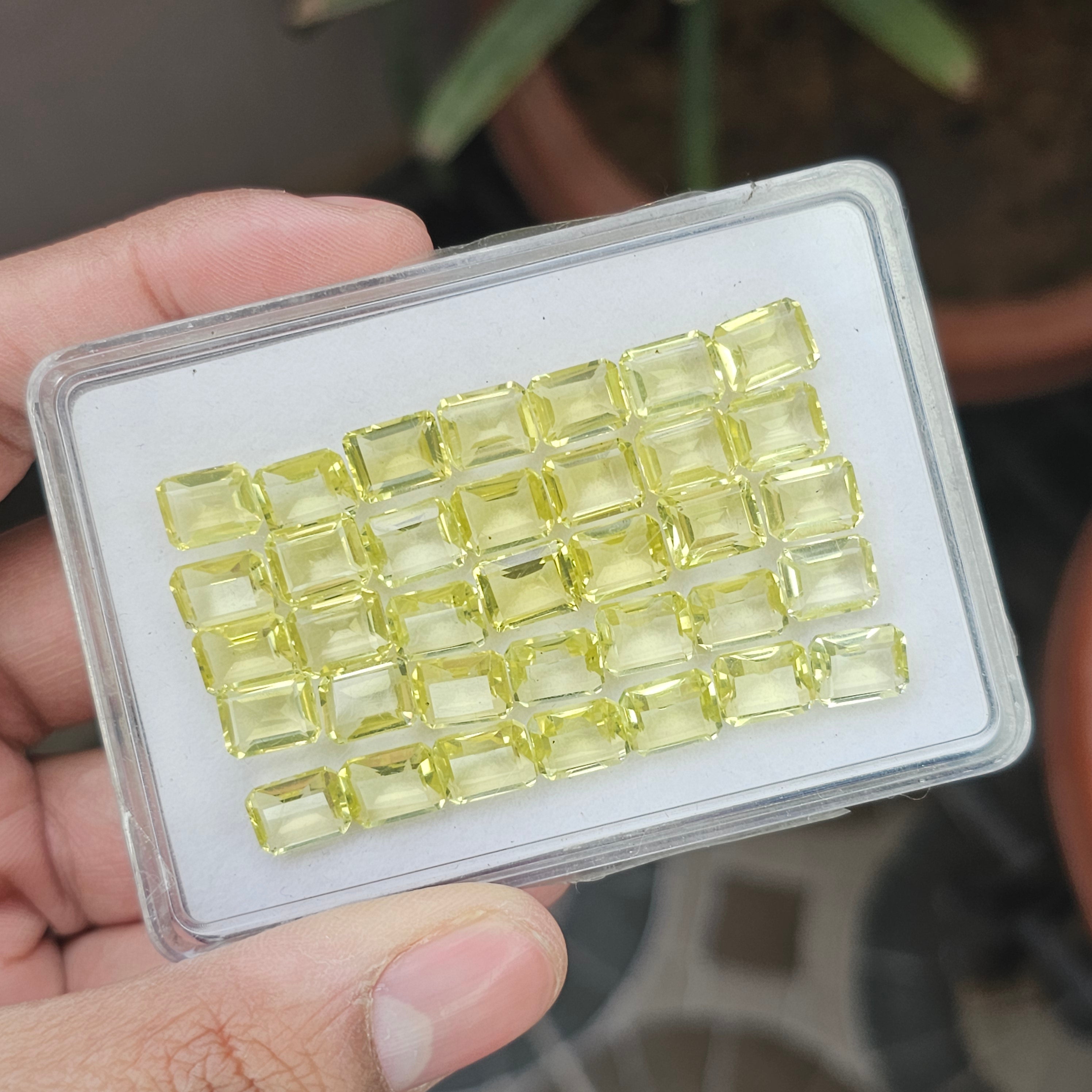 35 Pics Of Natural Lemon Quartz Faceted |Emerald Cut Shape | Size:9X7mm - The LabradoriteKing