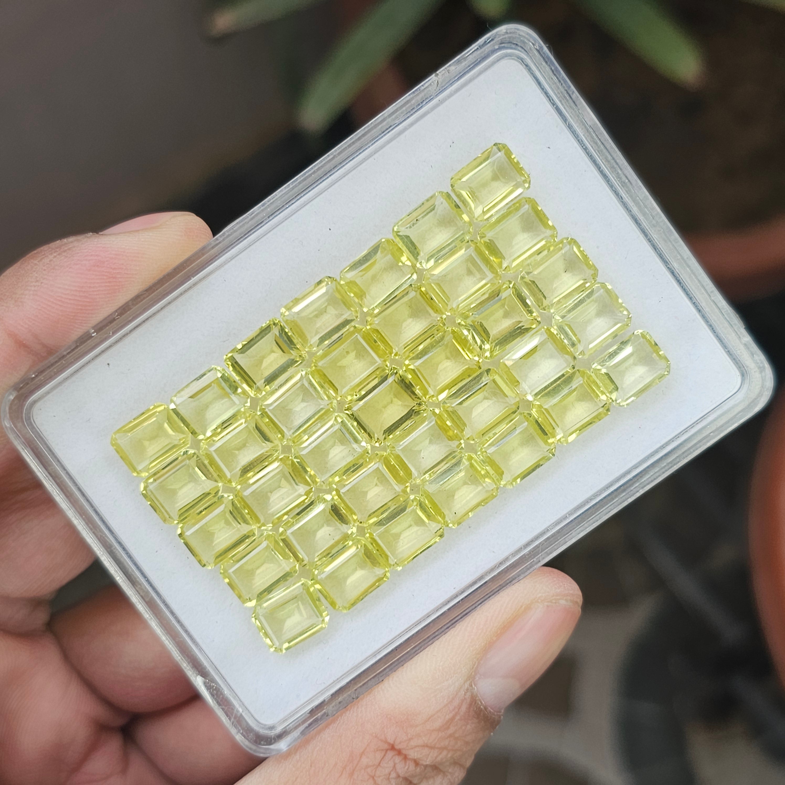 35 Pics Of Natural Lemon Quartz Faceted |Emerald Cut Shape | Size:9X7mm - The LabradoriteKing