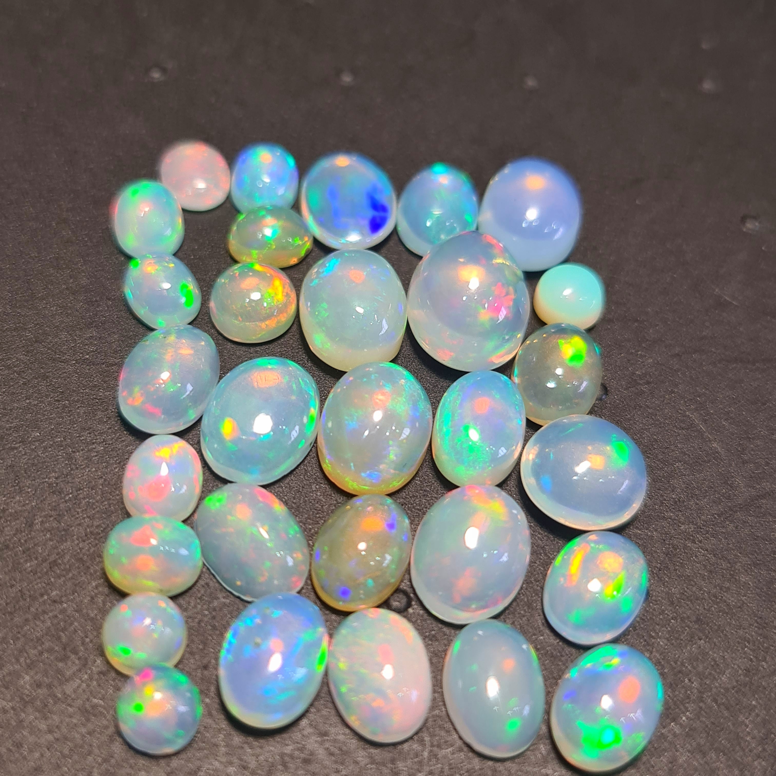 30 Pcs Natural Opal Cabochon 4-9mm | 17 Cts | Shape: Mix  | Ethiopian Mined Untreated - The LabradoriteKing