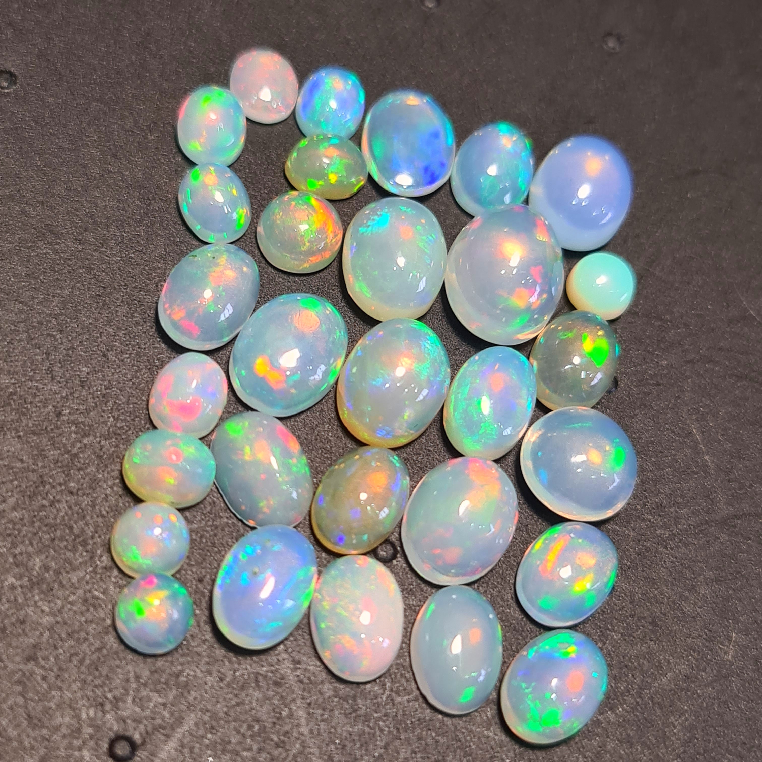 30 Pcs Natural Opal Cabochon 4-9mm | 17 Cts | Shape: Mix  | Ethiopian Mined Untreated - The LabradoriteKing