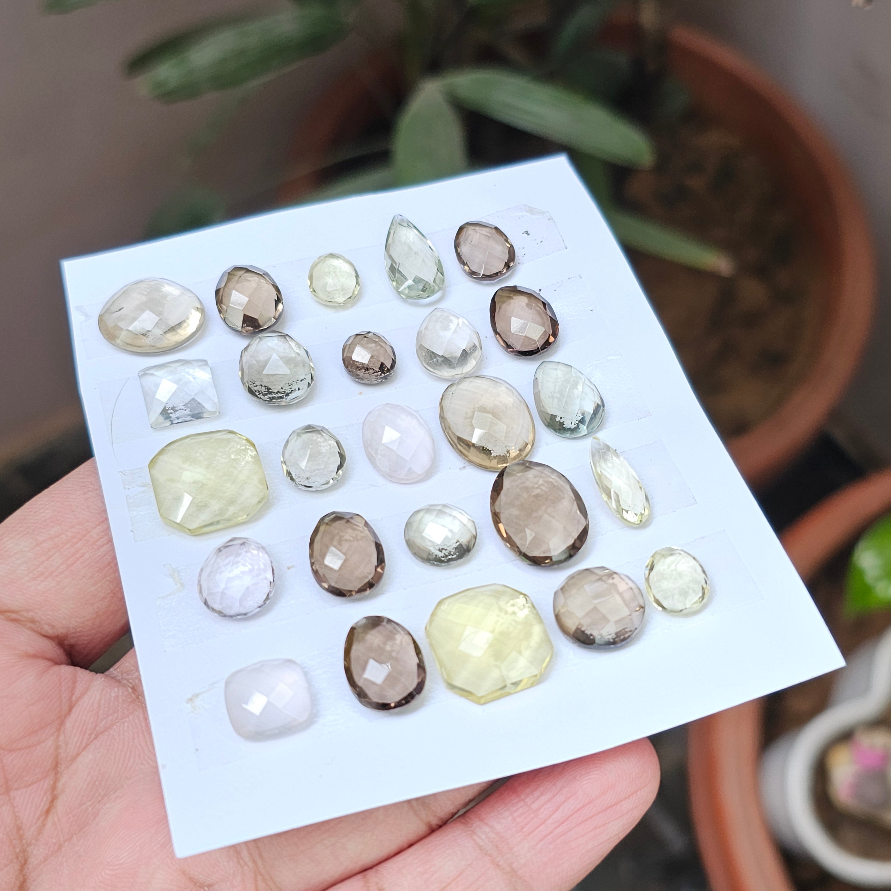 1 Card Of Natural Mix Quartz Rosecut| Mix Shape | Size:10-18mm - The LabradoriteKing