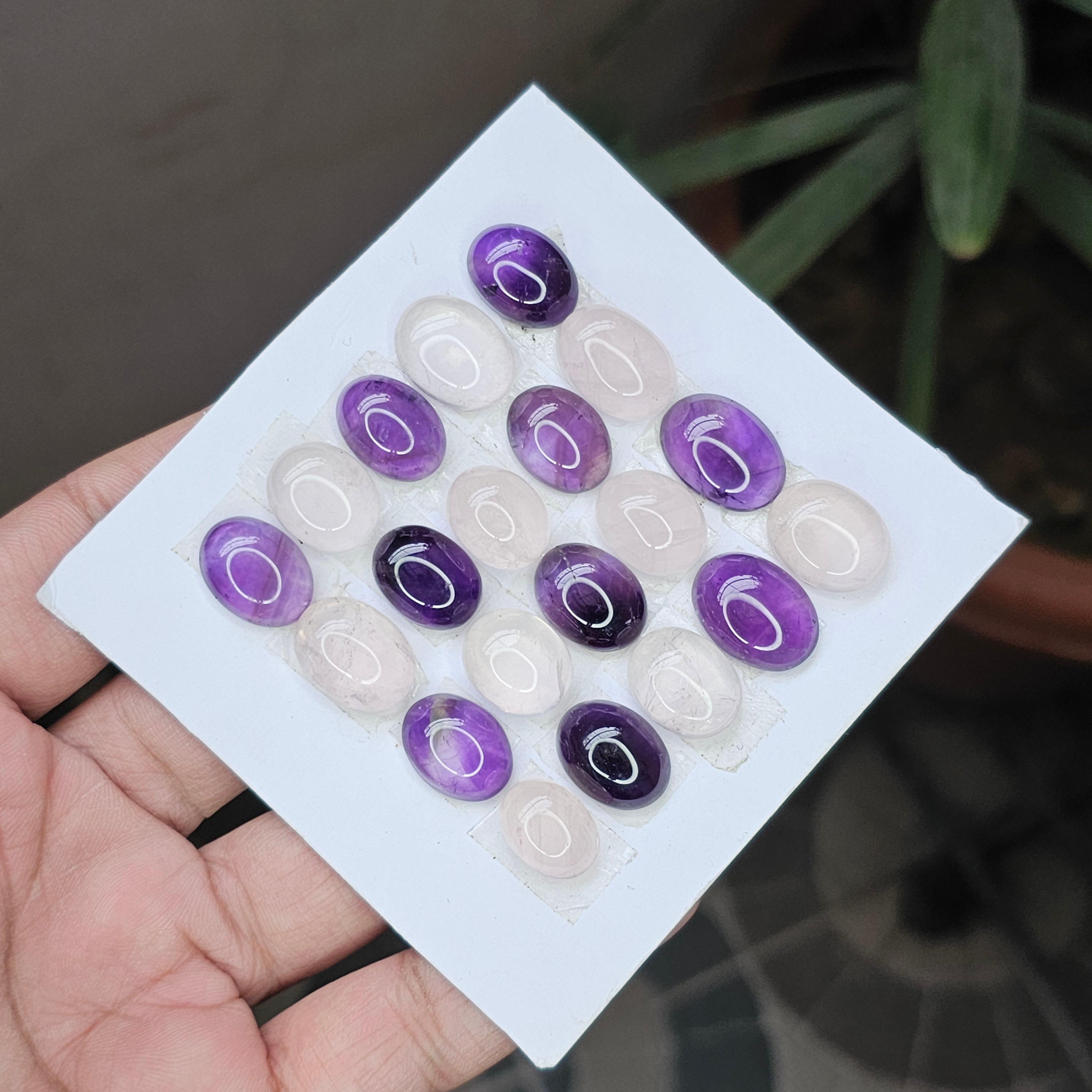 1 Card Of Natural Mix Quartz Rosecut| Oval Shape| Size: 10-18mm - The LabradoriteKing