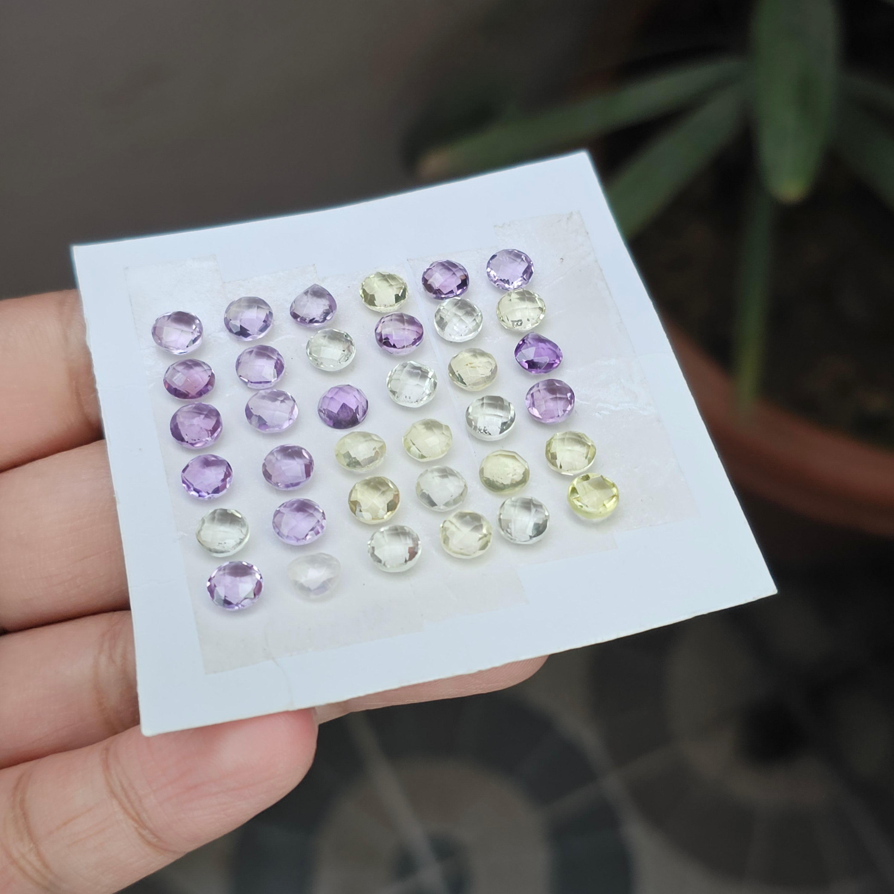 1 Card Of Natural Mix Quartz Rosecut| Round & Teardrop Shape | Size:6mm - The LabradoriteKing