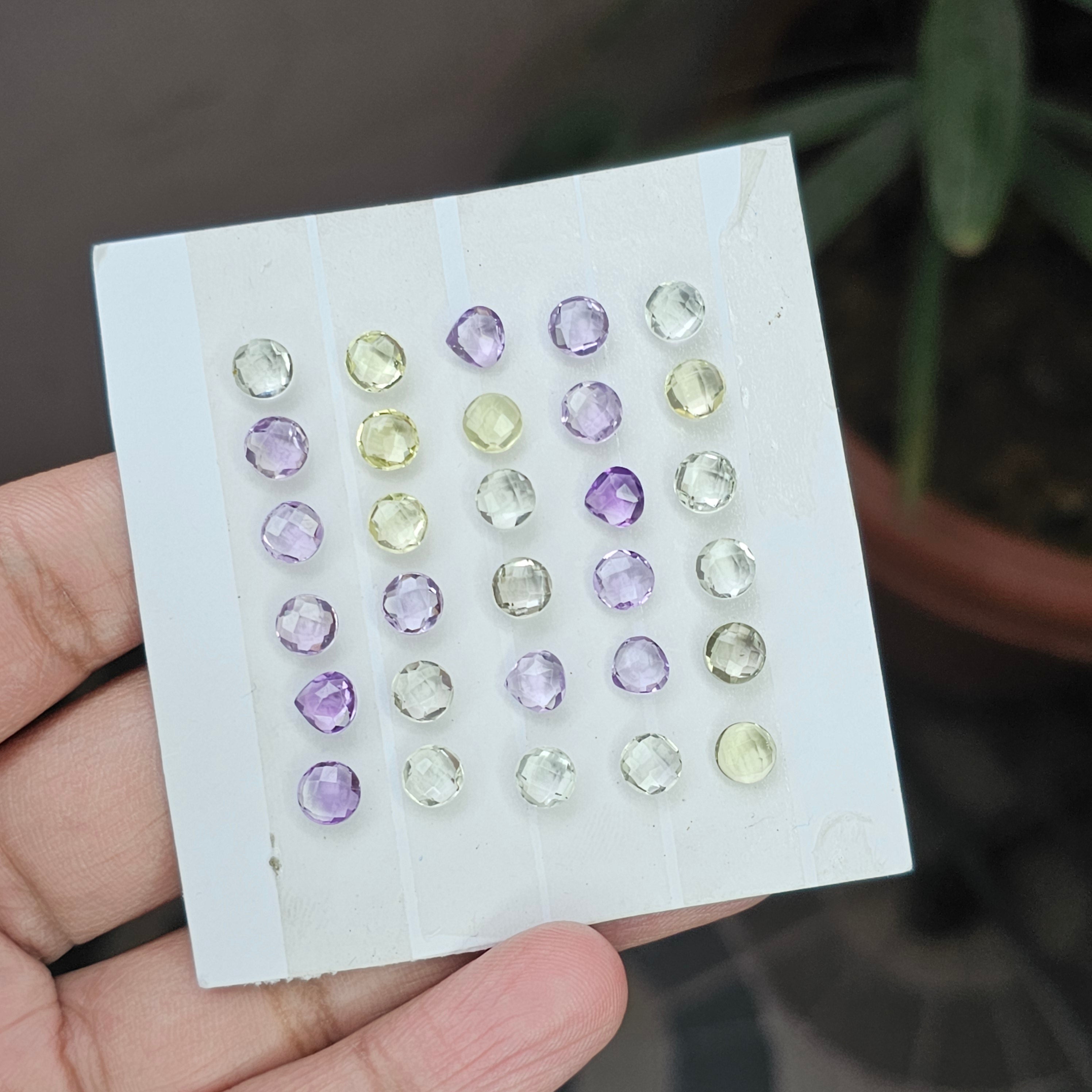 1 Card Of Natural Mix Quartz Rosecut| Round & Teardrop Shape | Size:6mm - The LabradoriteKing