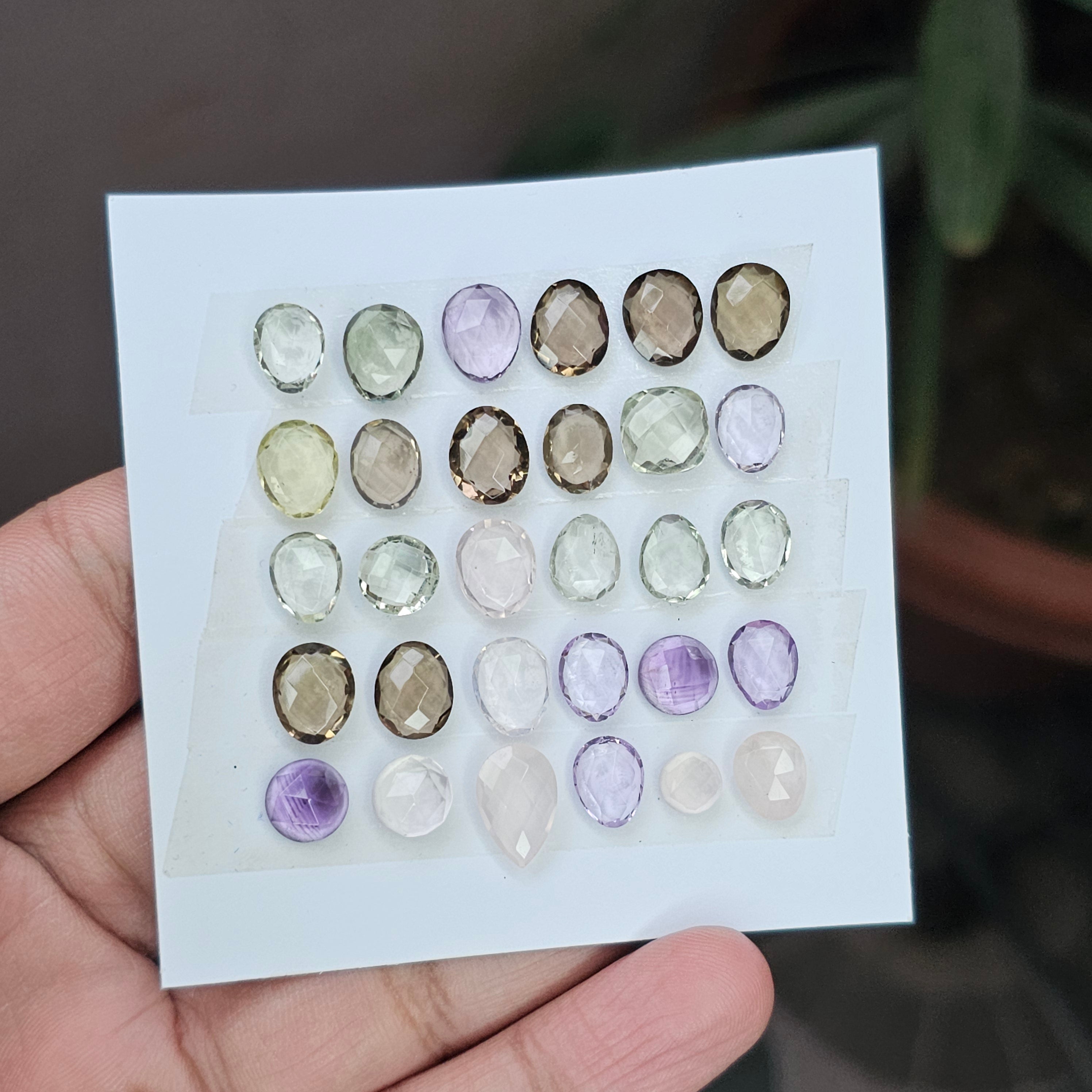 1 Card Of Natural Mix Quartz Rosecut| Round & Pear Shape | Size:6-12mm - The LabradoriteKing