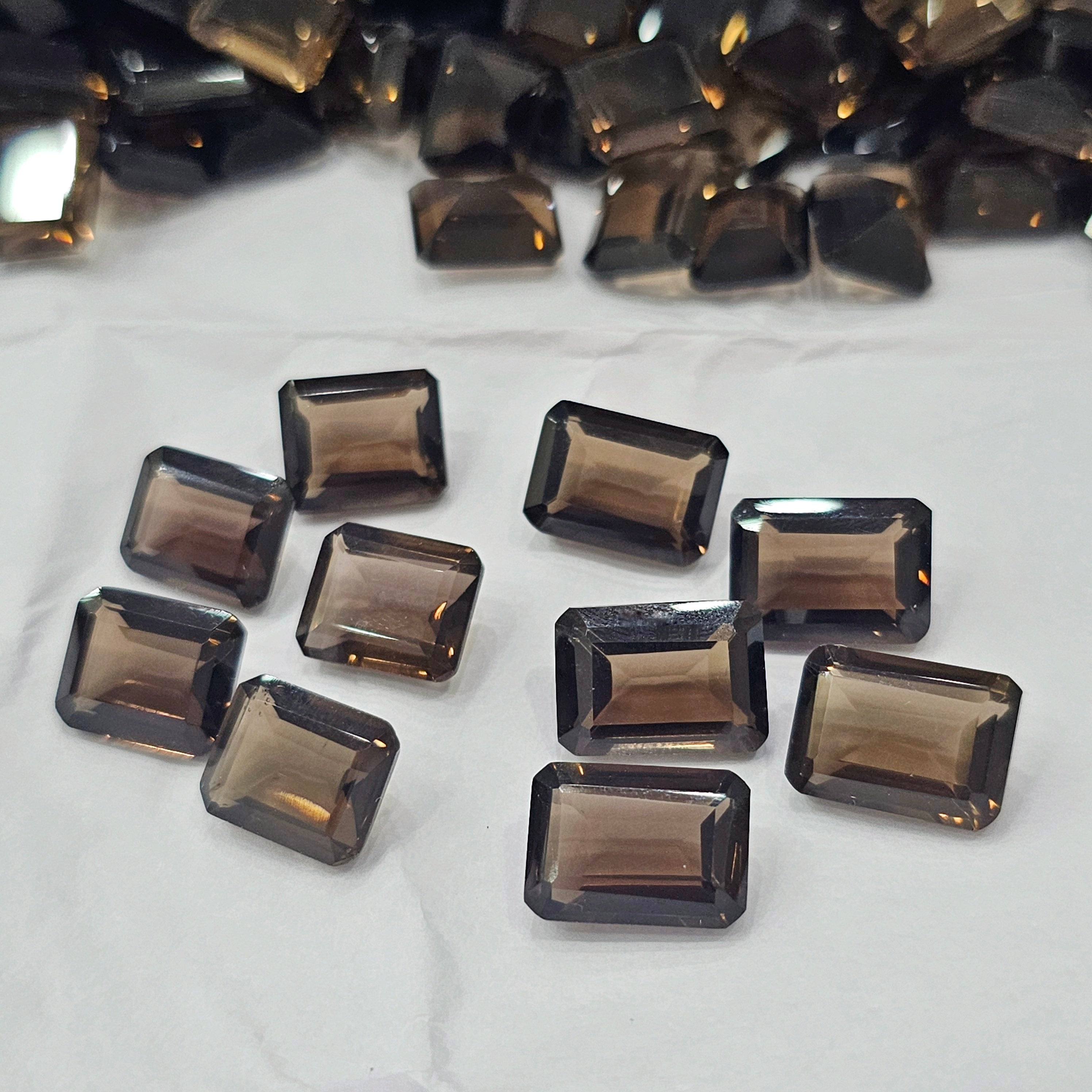 40 Pcs Natural Smoky Quartz |  Emerald Cuts |14mm and 12mm - The LabradoriteKing